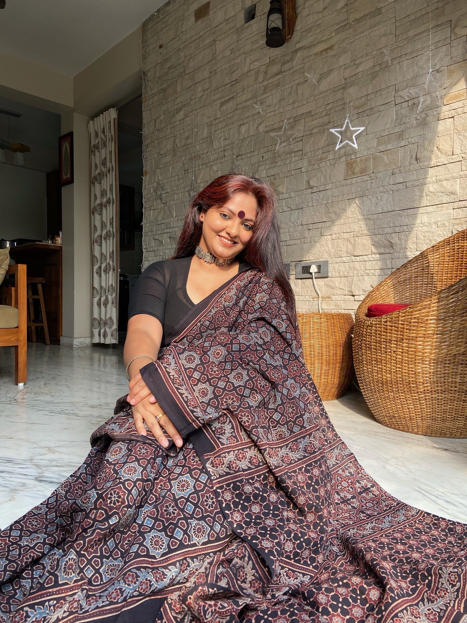 Cotton Ajrakh Saree