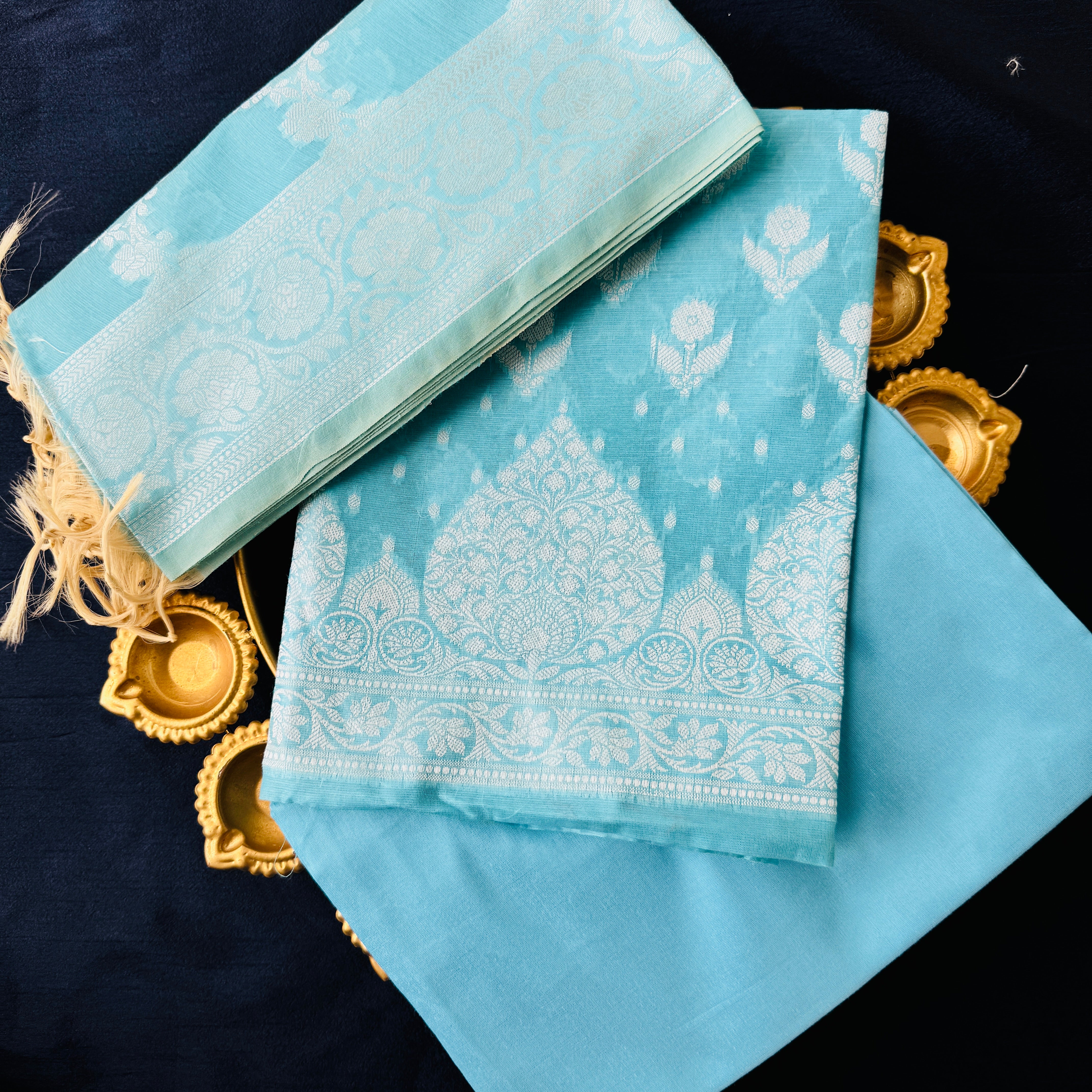 Banarasi Cotton Silk Unstitched Suit Material - Soft Resham Weaving With Various Colours