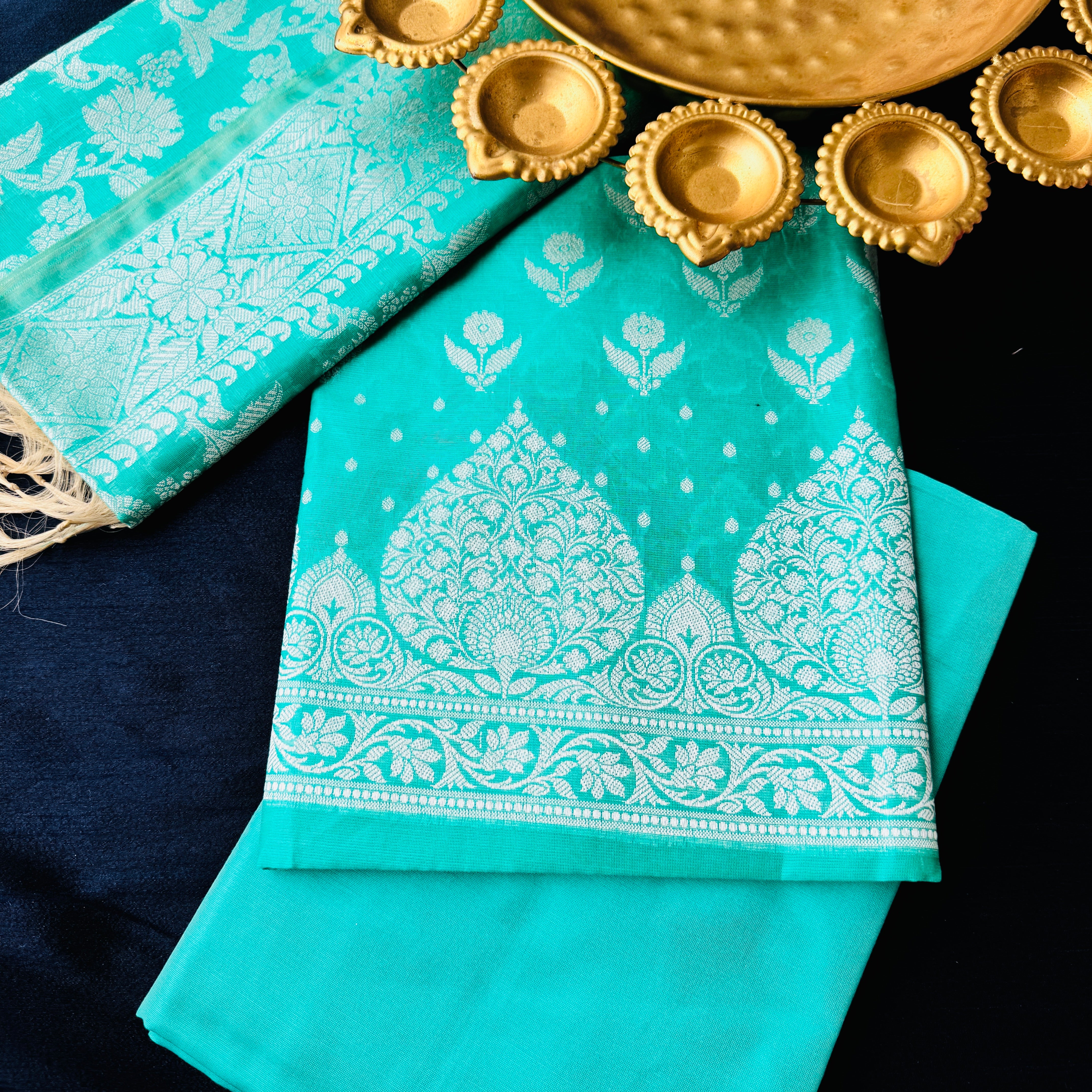 Banarasi Cotton Silk Unstitched Suit Material - Soft Resham Weaving With Various Colours