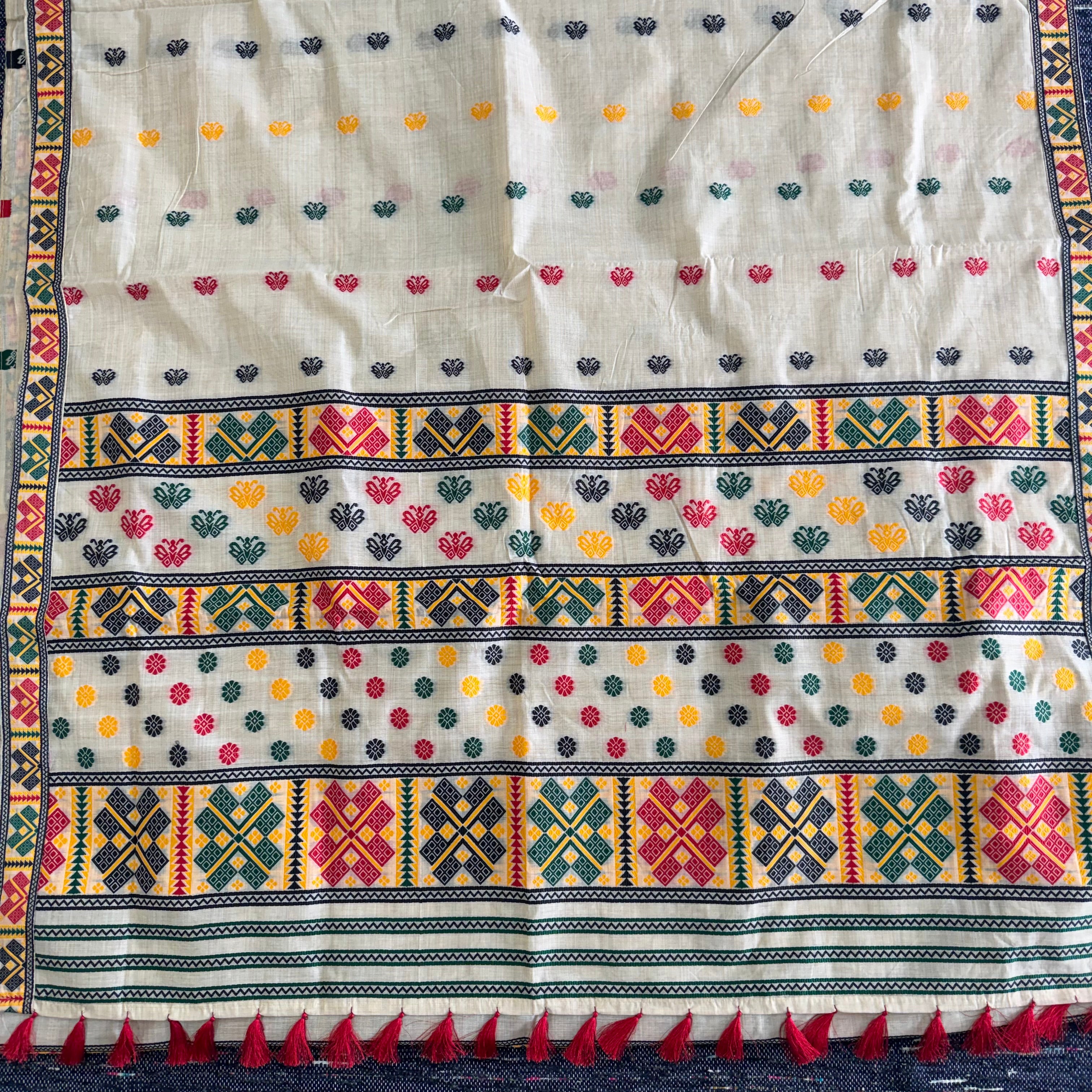 Assam Mugasilk Silk Saree in Golden Muga Color with Encient Authentic Design