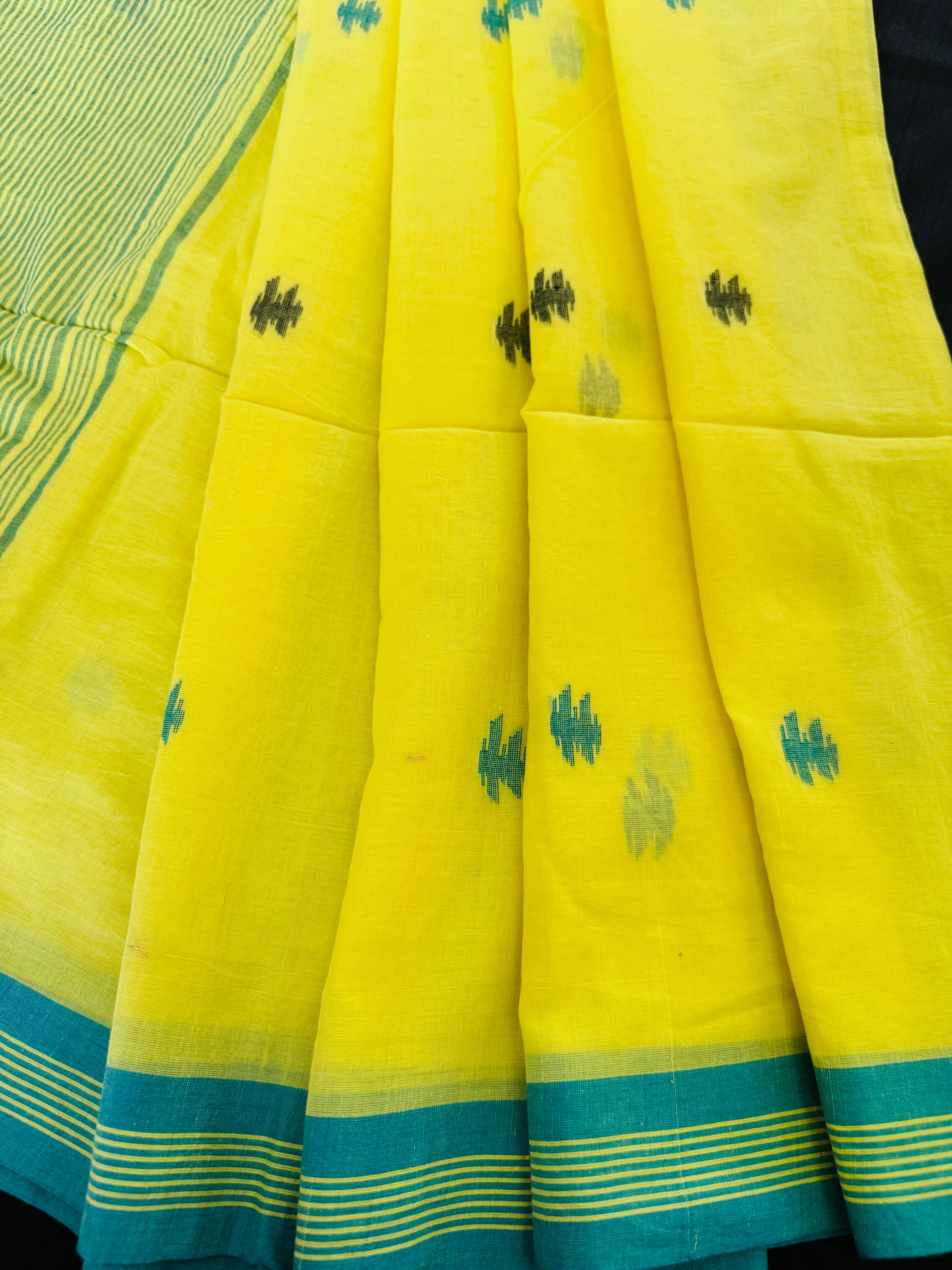 Handloom Mul Cotton woven Jamdani- Yellow
