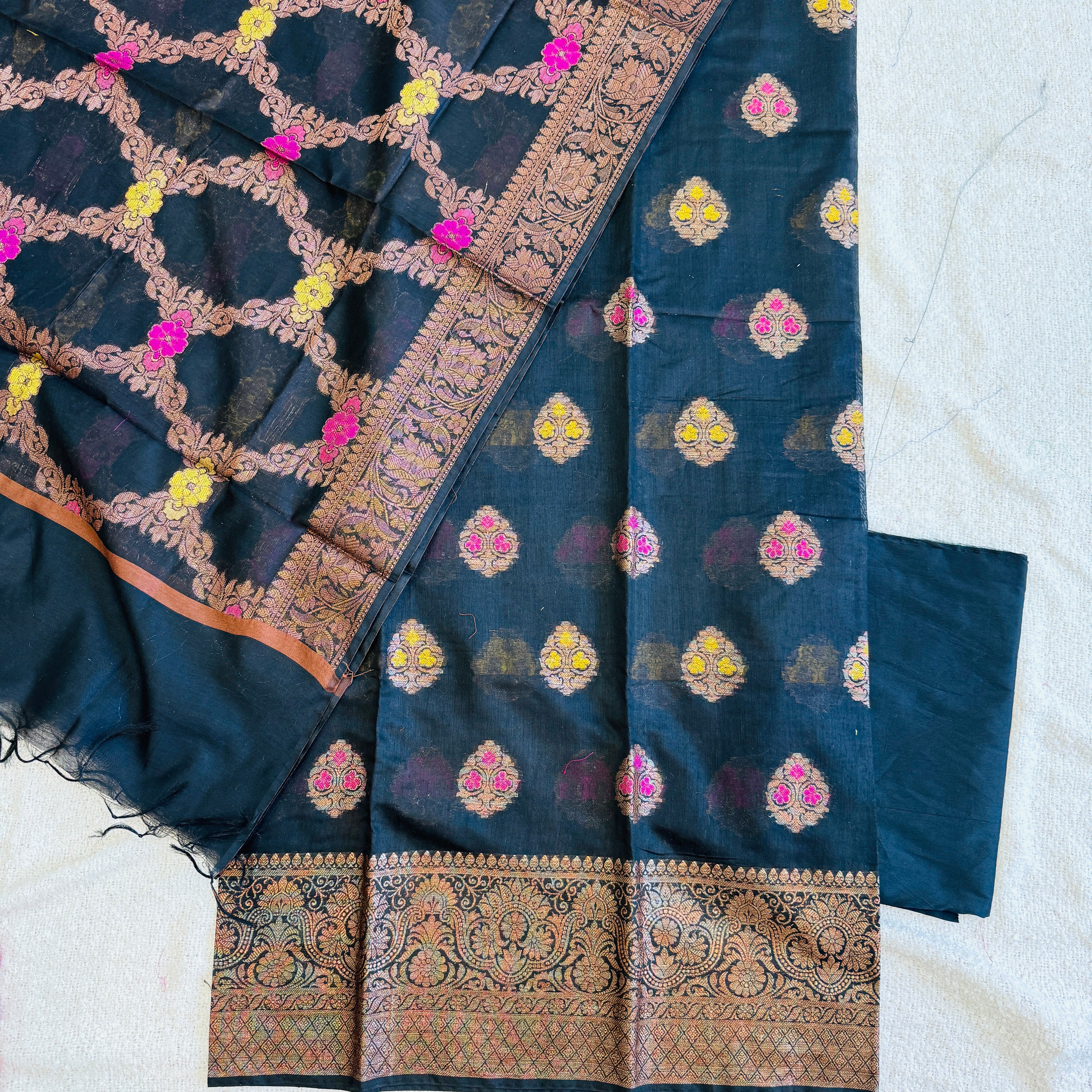 Banarasi Cotton Silk Unstitched Suit Material