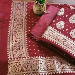 Banarasi Georgette Silk Unstitched Suit Material - Red, Maroon, Yellow, Baby Pink, Rani Pink