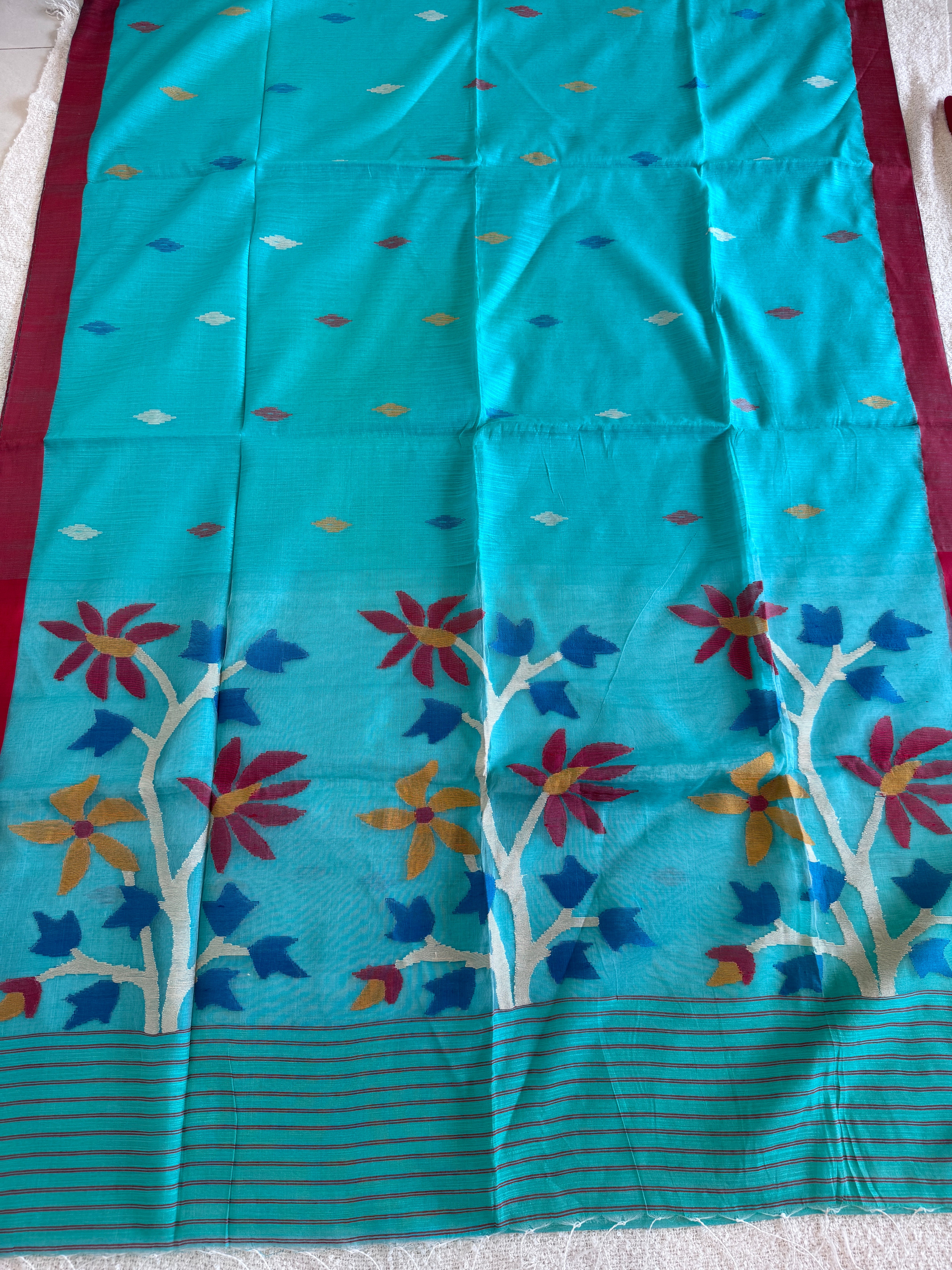 Hand Woven Madhabilota Pure Muslin Jamdani - Pink