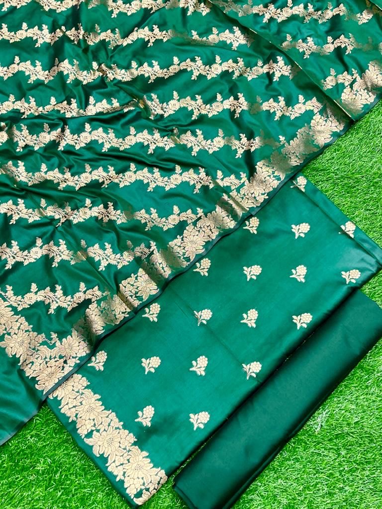 Banarasi Cotton Silk Unstitched Suit Material