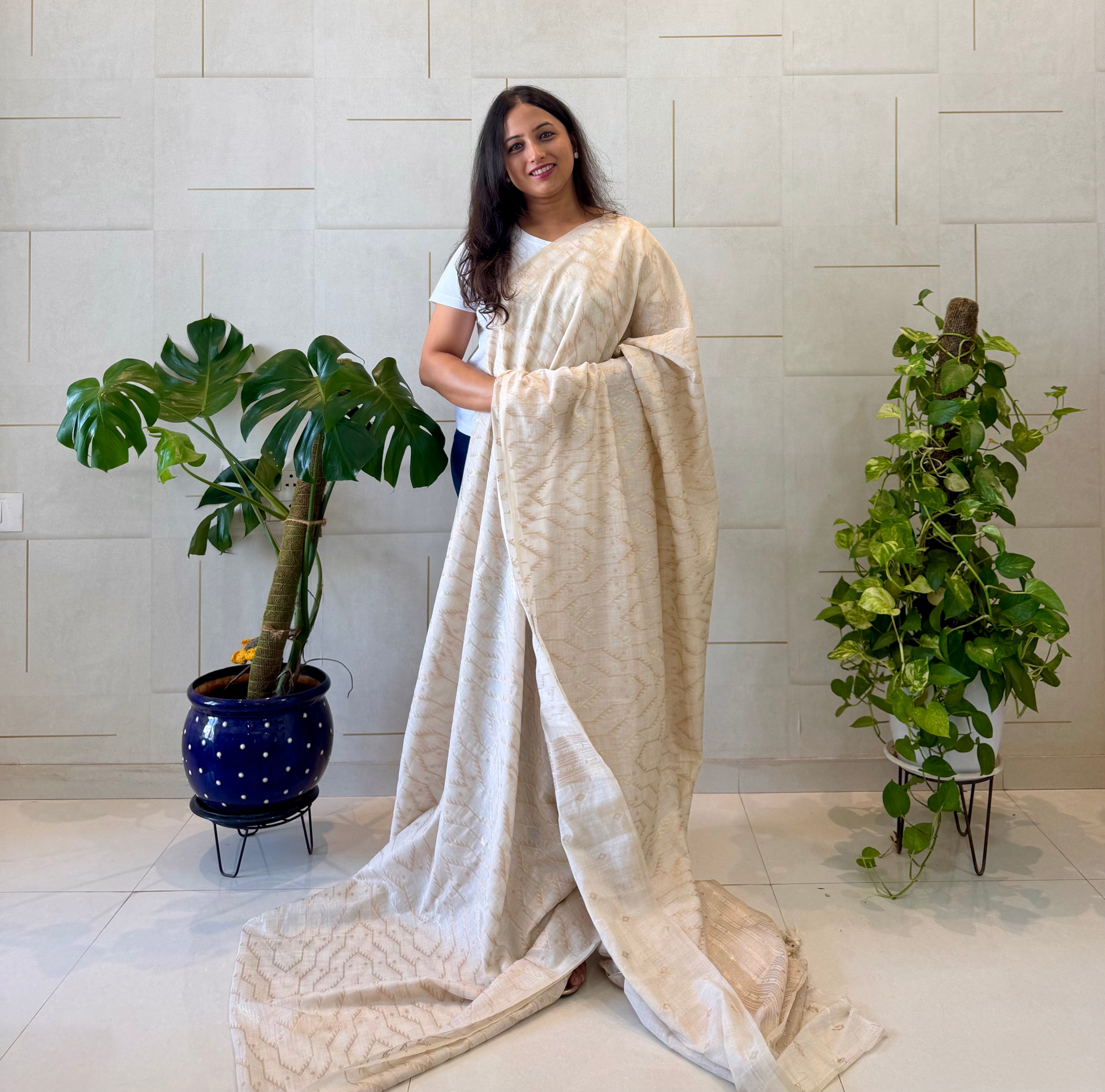 Assam Mugasilk Silk Saree in Golden Muga Color with Ancient Authentic Design With Golden Weave