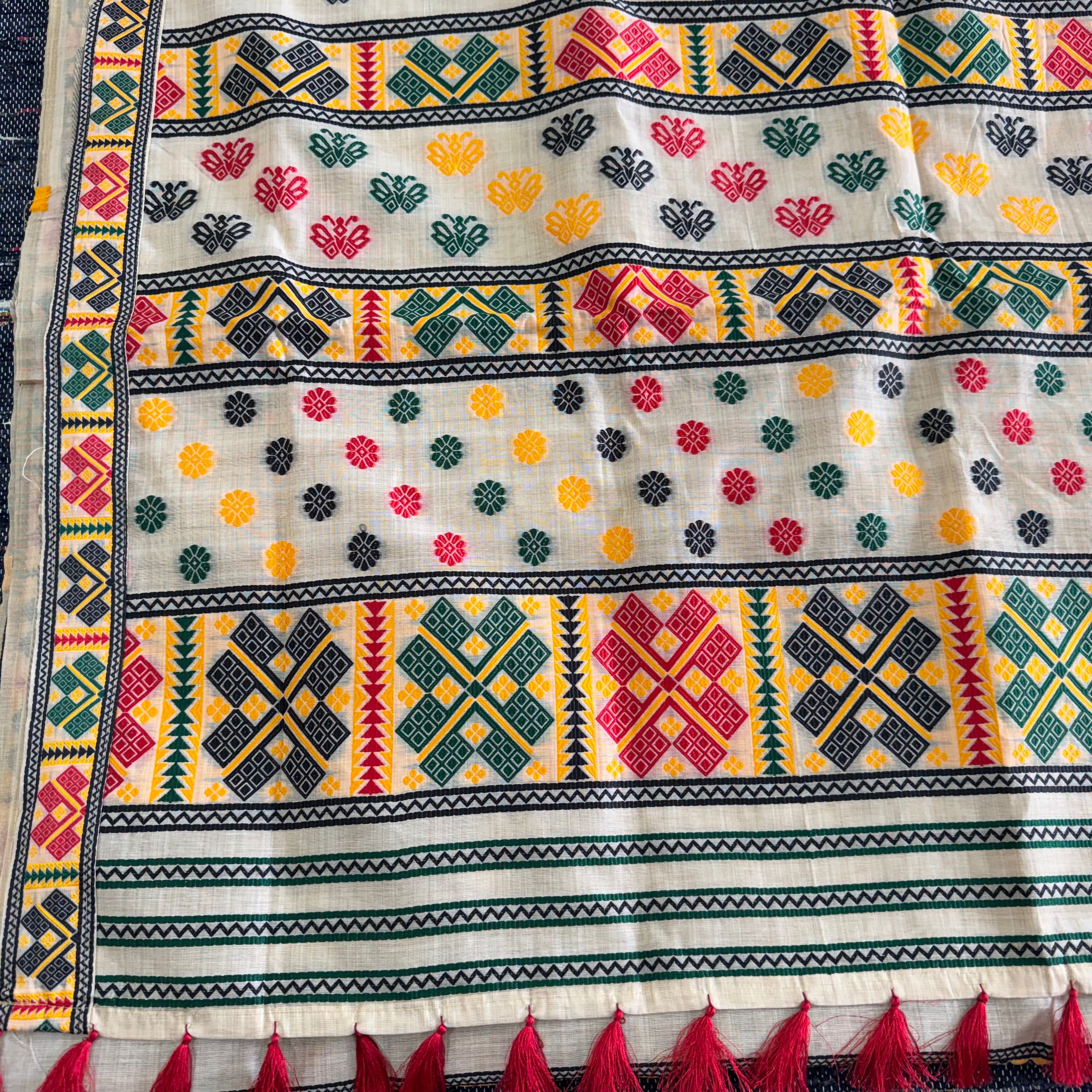 Assam Mugasilk Silk Saree in Golden Muga Color with Encient Authentic Design