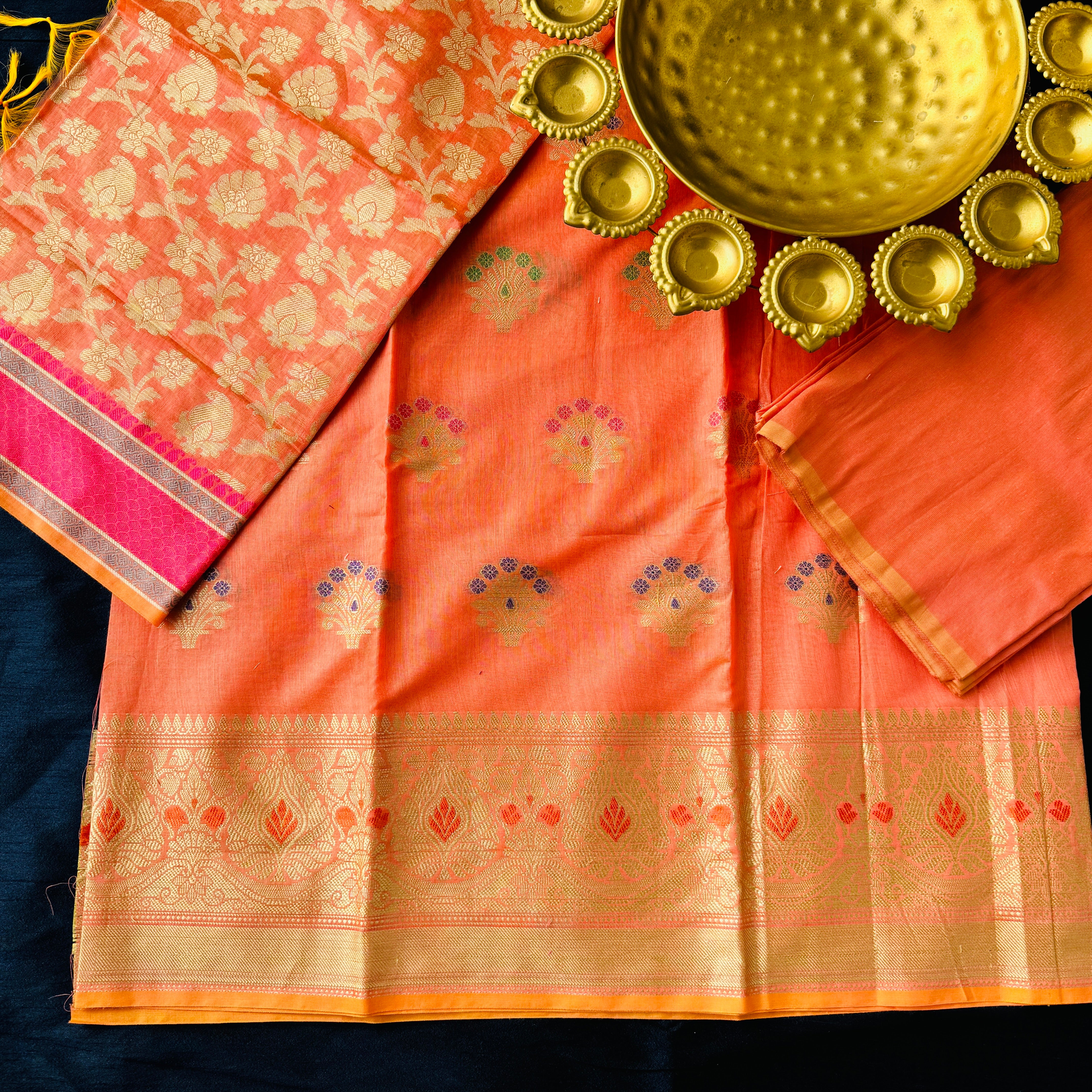 Banarasi Cotton Silk Unstitched Suit Material
