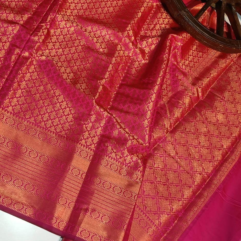 Tanchoi Silk Banarasi Saree - Copper Zari