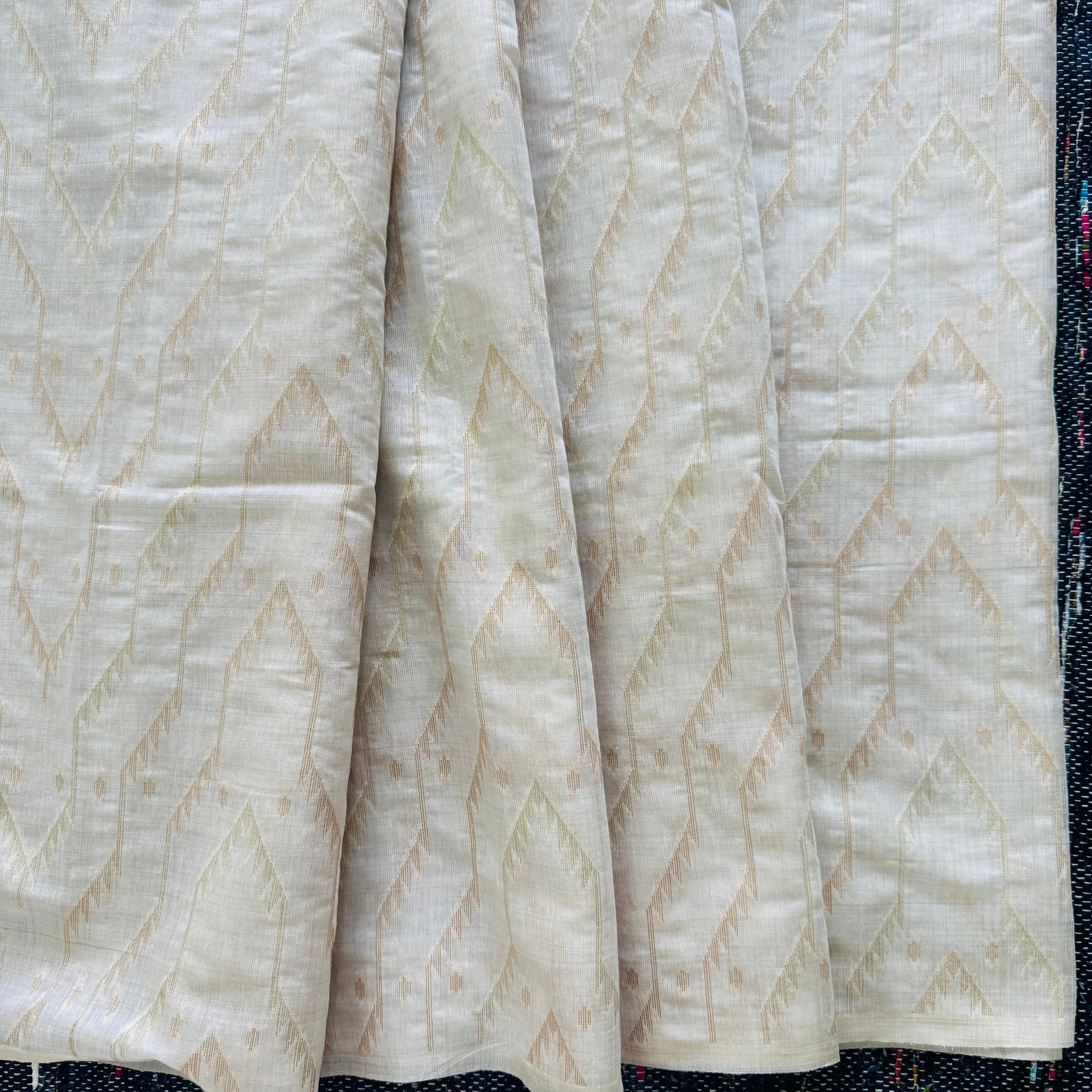 Assam Mugasilk Silk Saree in Golden Muga Color with Ancient Authentic Design With Golden Weave