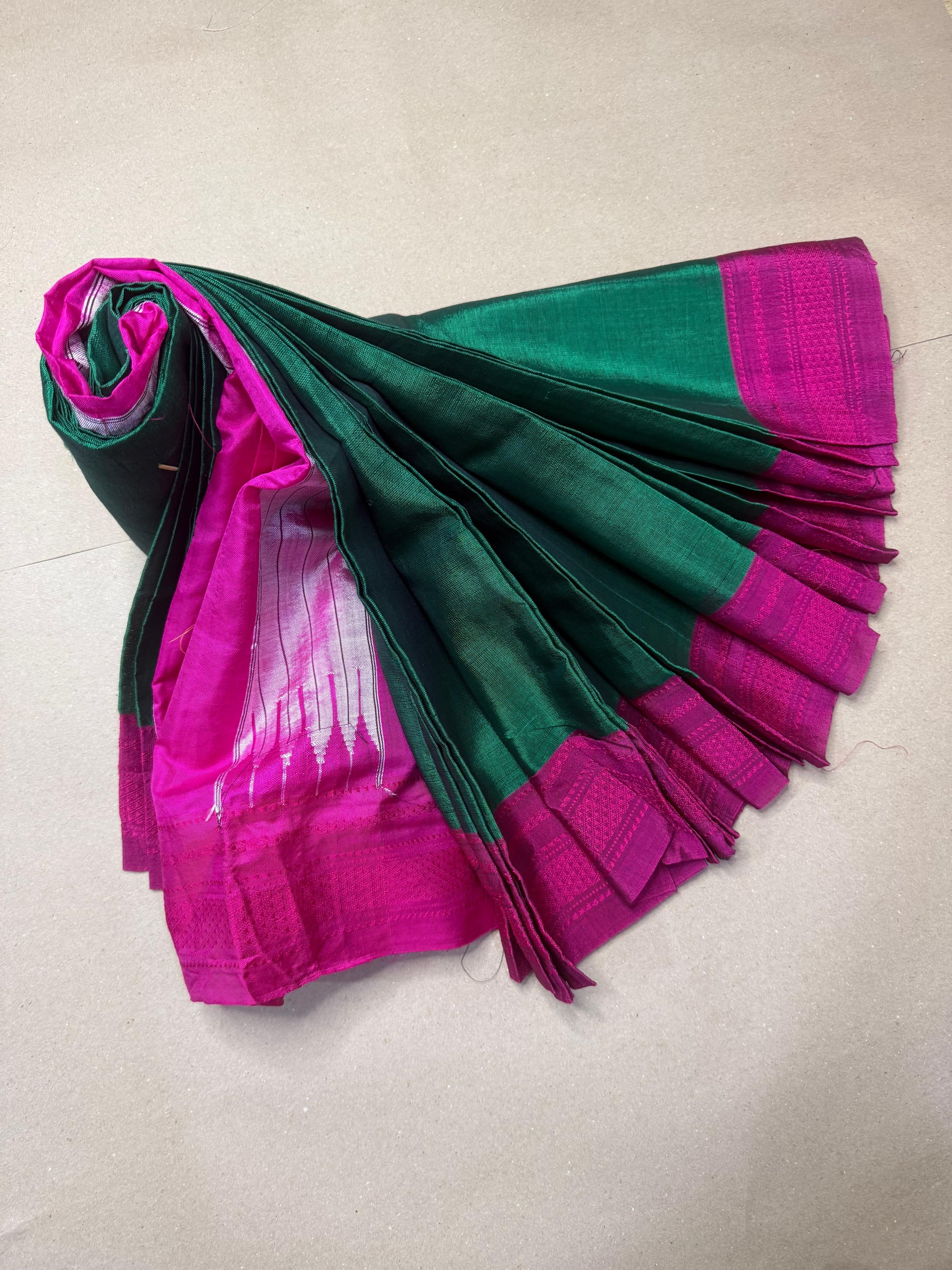 Viscose by Cotton Ilkal Saree – Chikki Paras Border with Silk Pallu