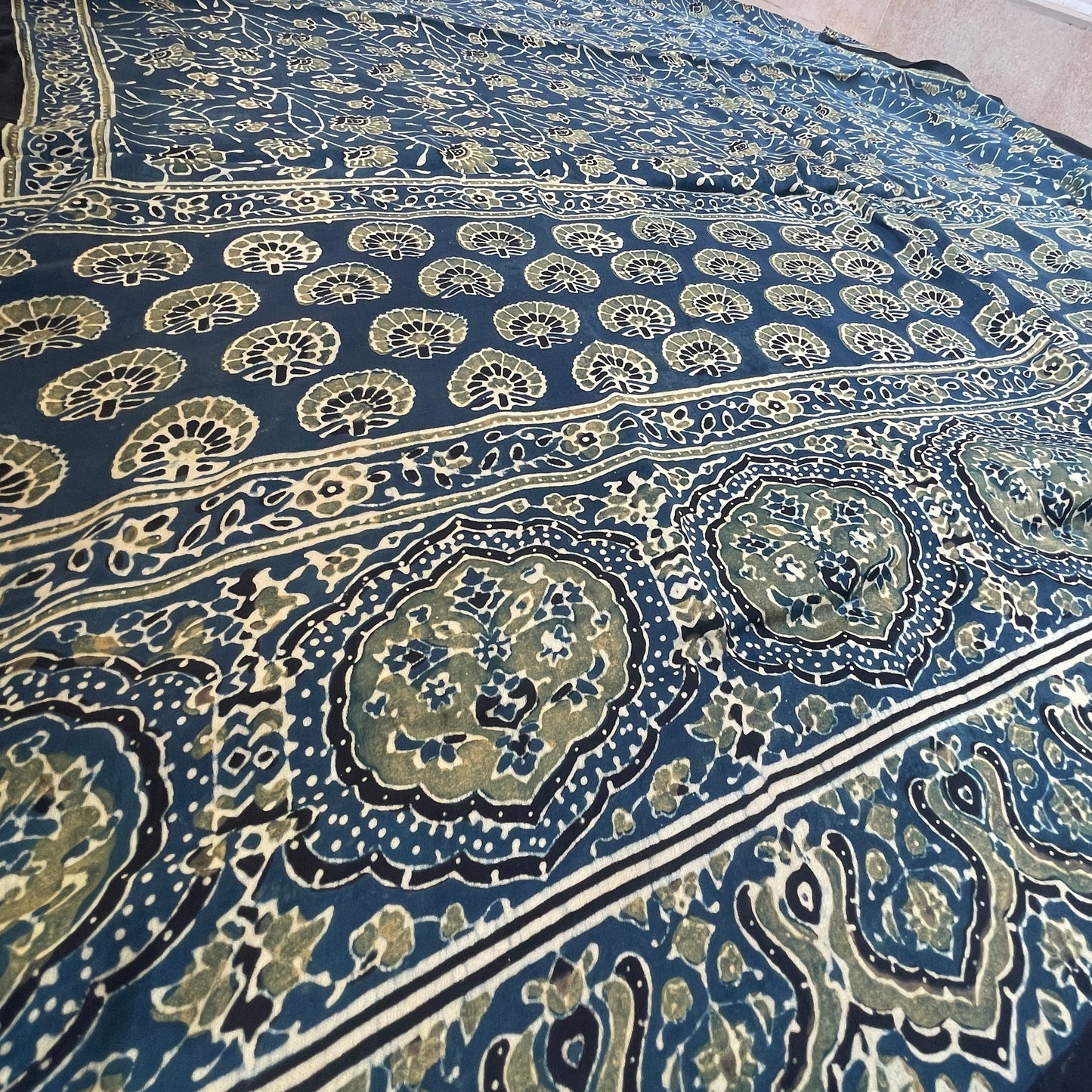 Modal Silk Ajrakh Dupatta - Blue