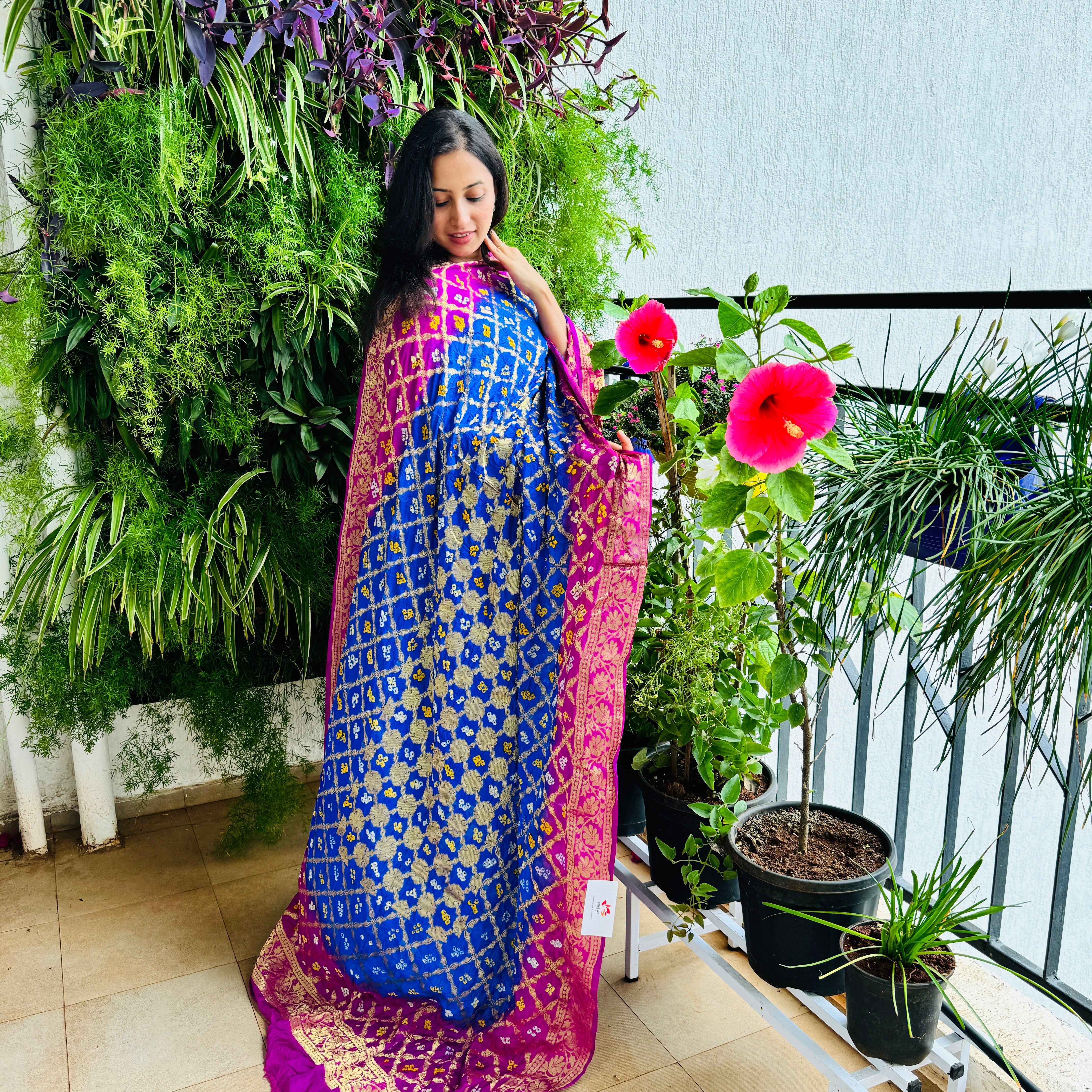 Banarasi Bandhej Double Shaded Art silk Dupatta - Various Colours