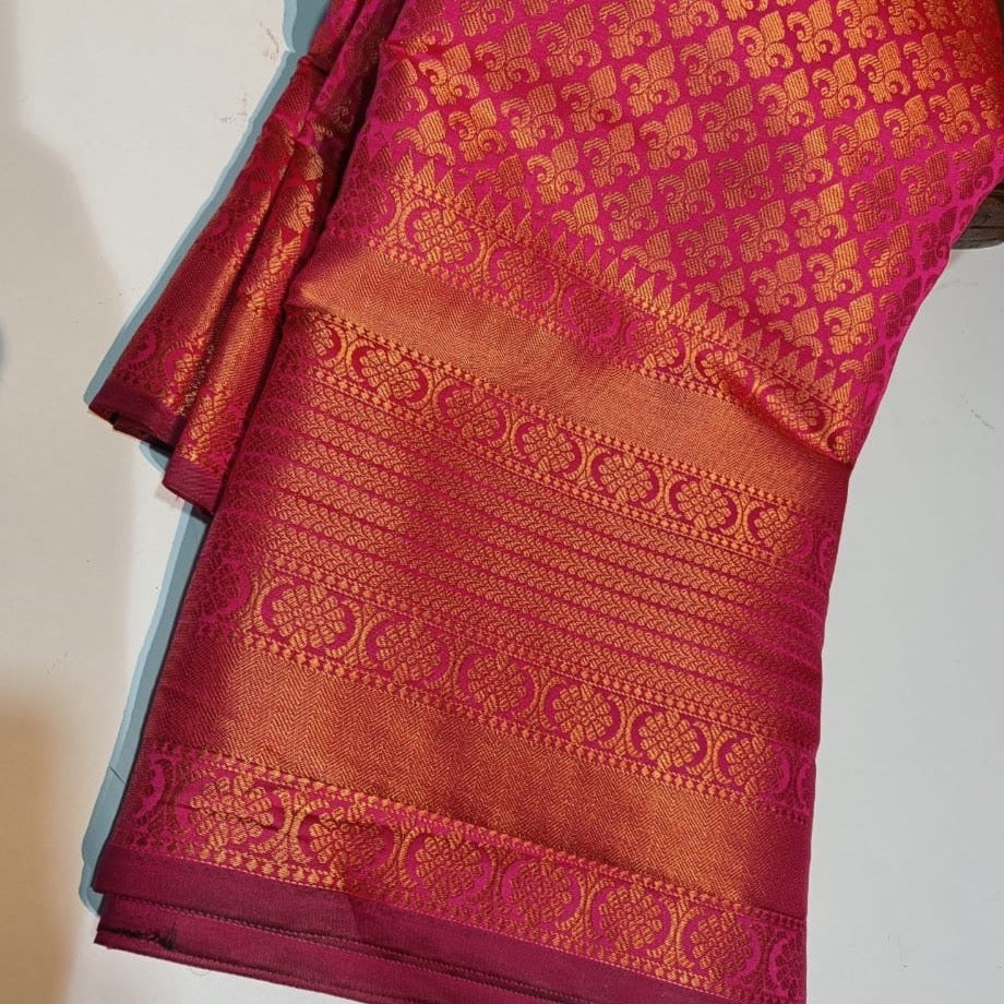 Tanchoi Silk Banarasi Saree - Copper Zari