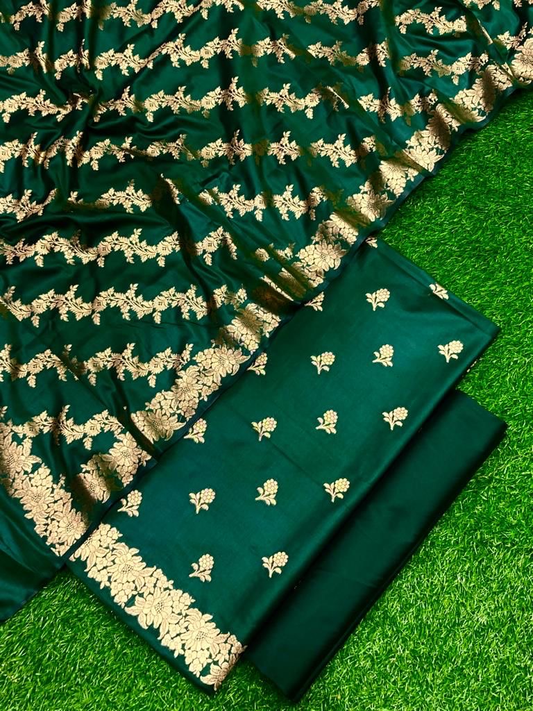 Banarasi Cotton Silk Unstitched Suit Material