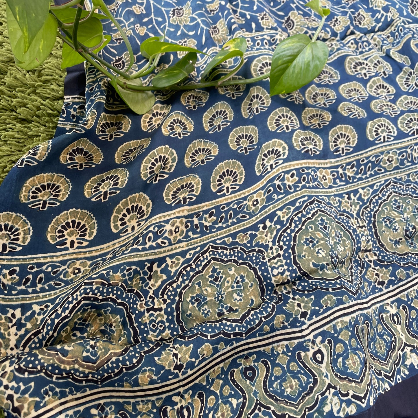 Modal Silk Ajrakh Dupatta - Blue