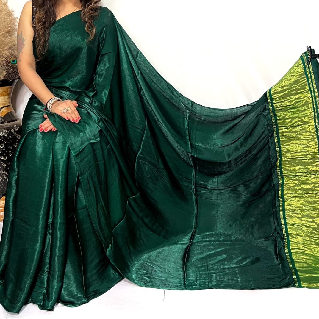 Modal Silk Saree with Lagdi Pallu - Green, Red, Maroon, Blue, Navy Blue
