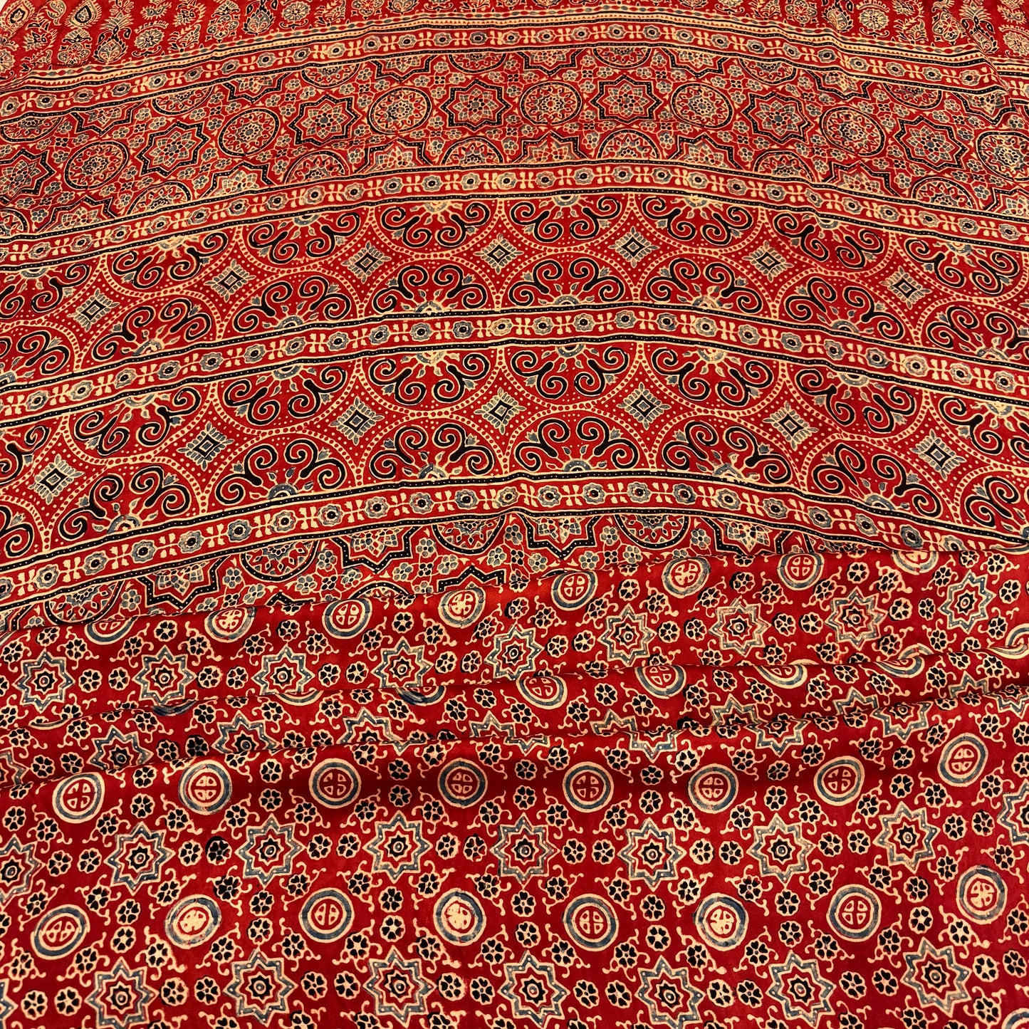 Modal Silk Ajrakh Saree With Natural Dyes - Red