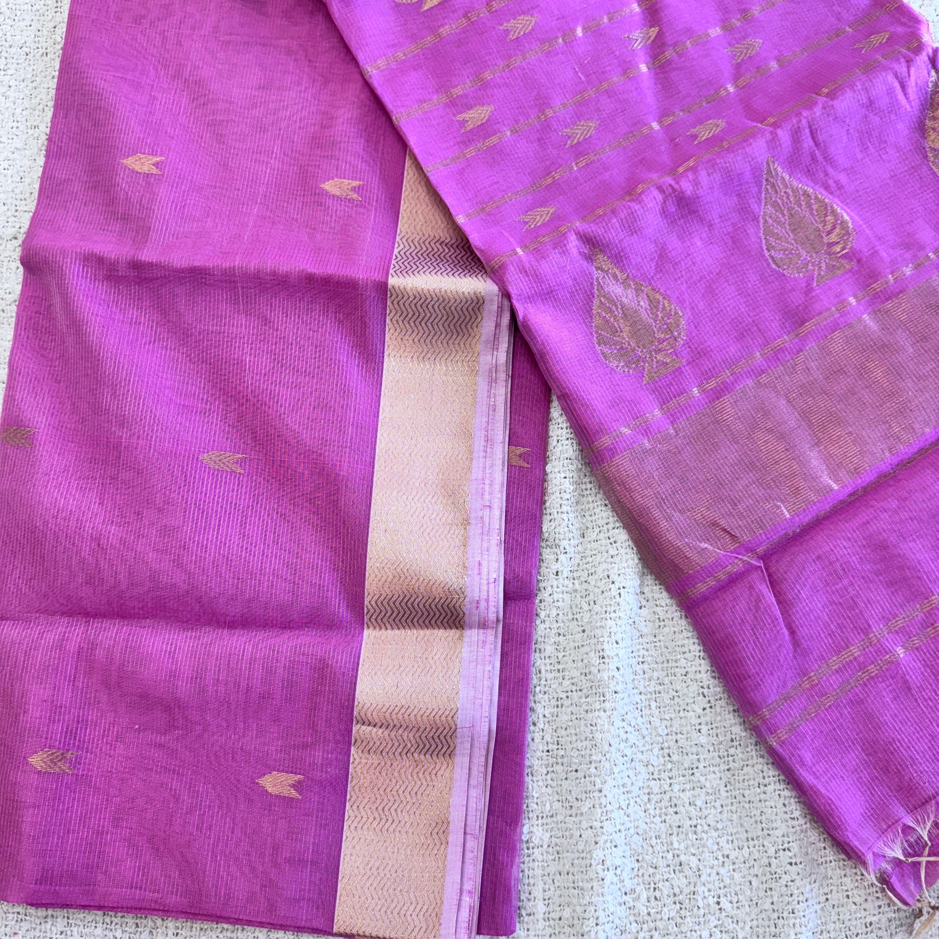 Maheshwari Handloom handwoven cotton silk Saree Light Pink