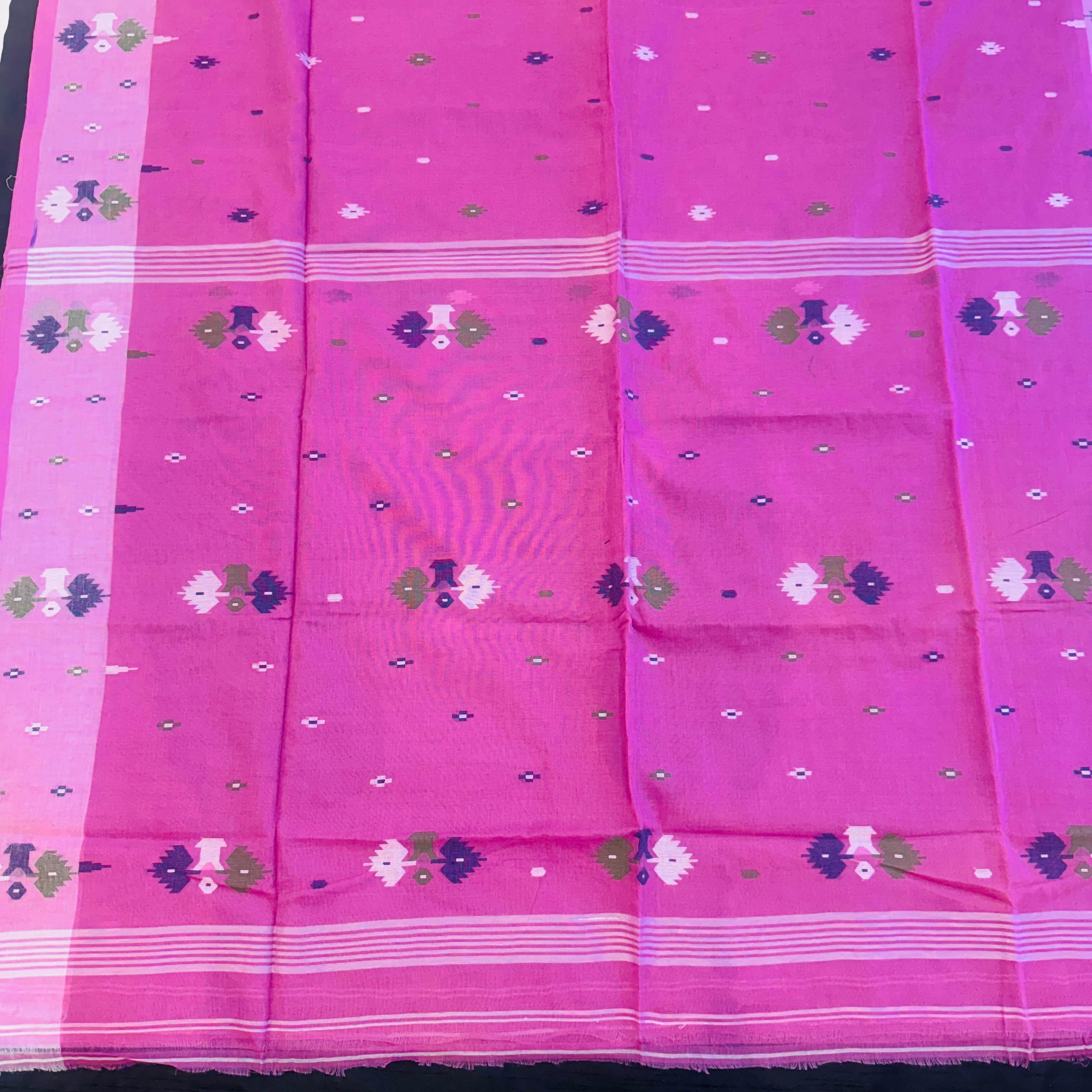 Handloom Mul Cotton woven Jamdani - Onion Pink