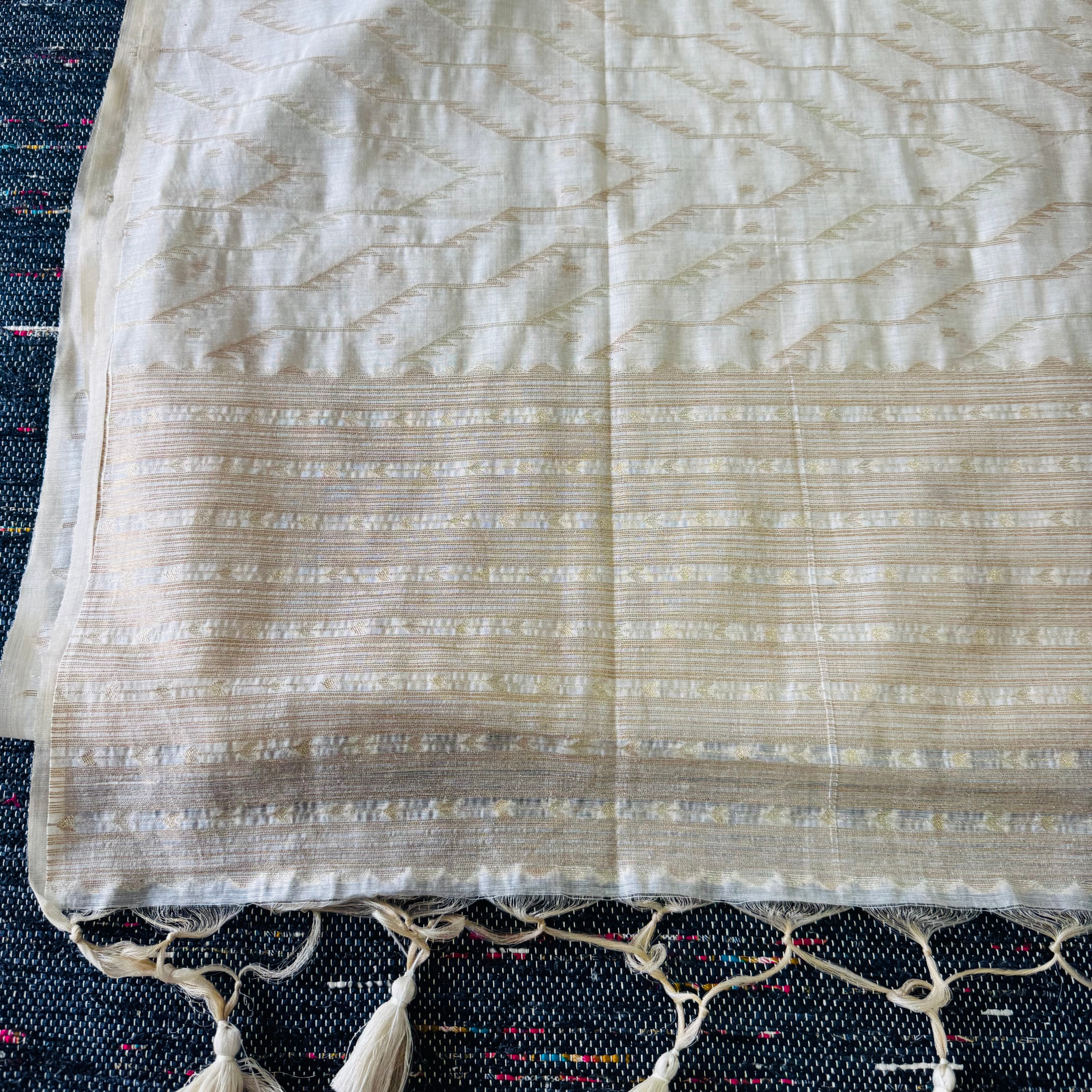 Assam Mugasilk Silk Saree in Golden Muga Color with Ancient Authentic Design With Golden Weave
