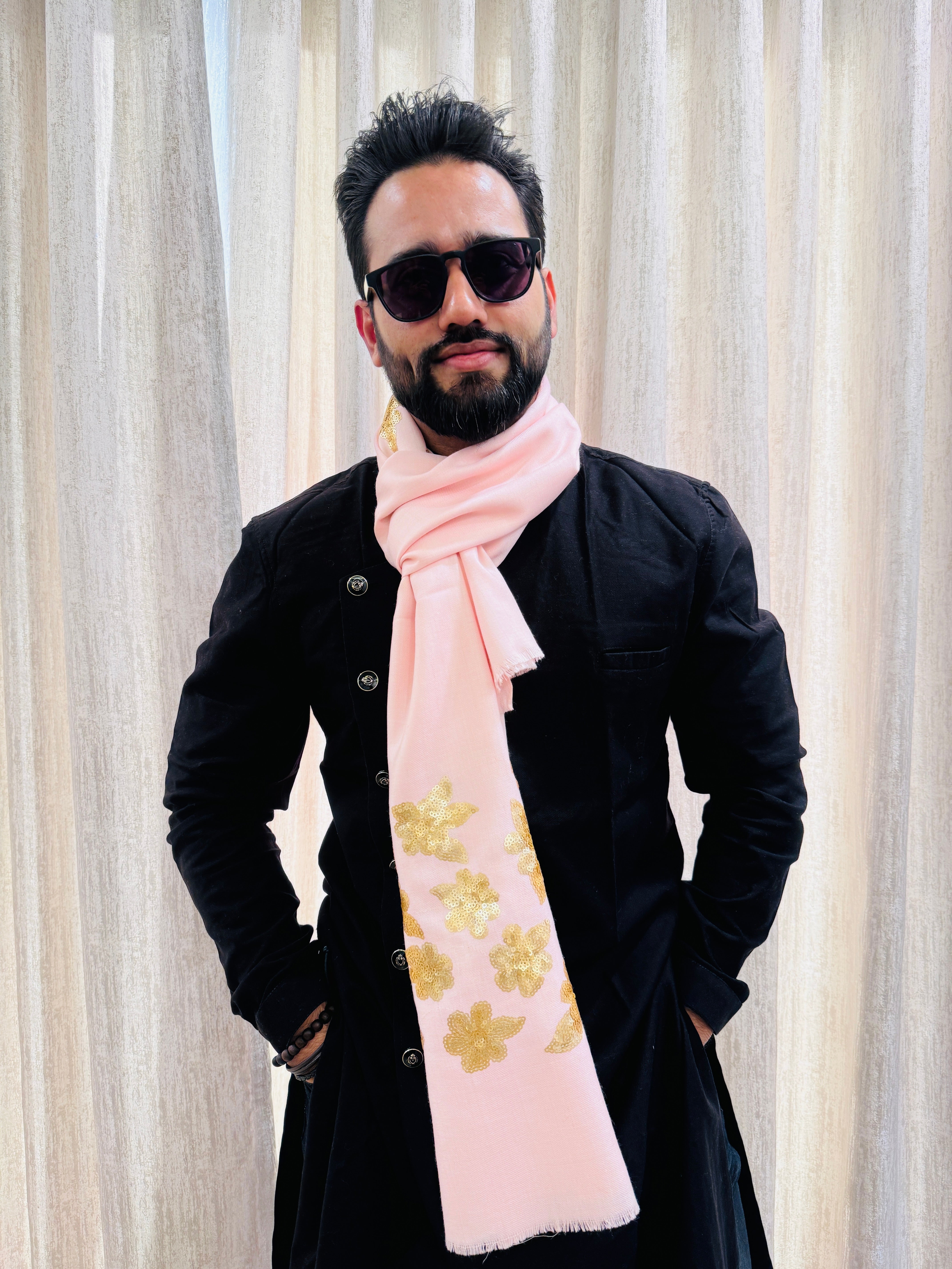 Pashmina Stole With Sequence Work - Unisex