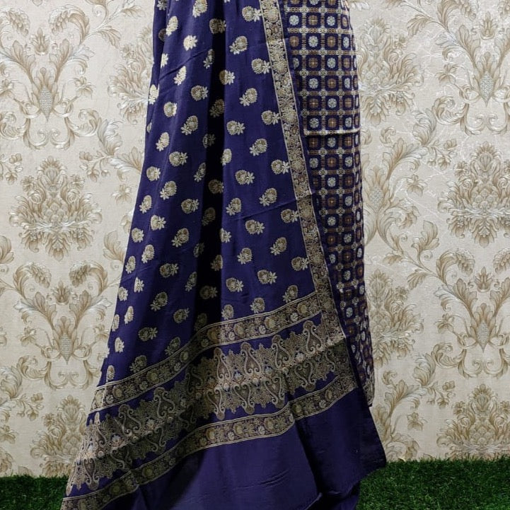 Banarasi Unstitched Chinya Silk Dyeable Suit Material - Yellow ( various colours available)