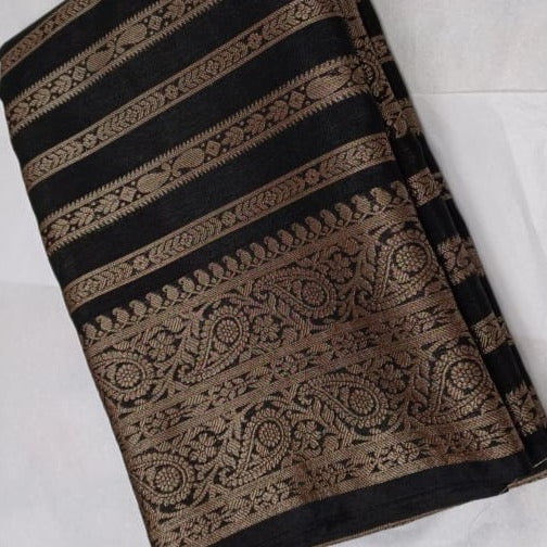 Banarasi Semi Georgette Silk Saree With Rich Jari Woven Pallu - Yellow, Pink, White, Black and Maroon