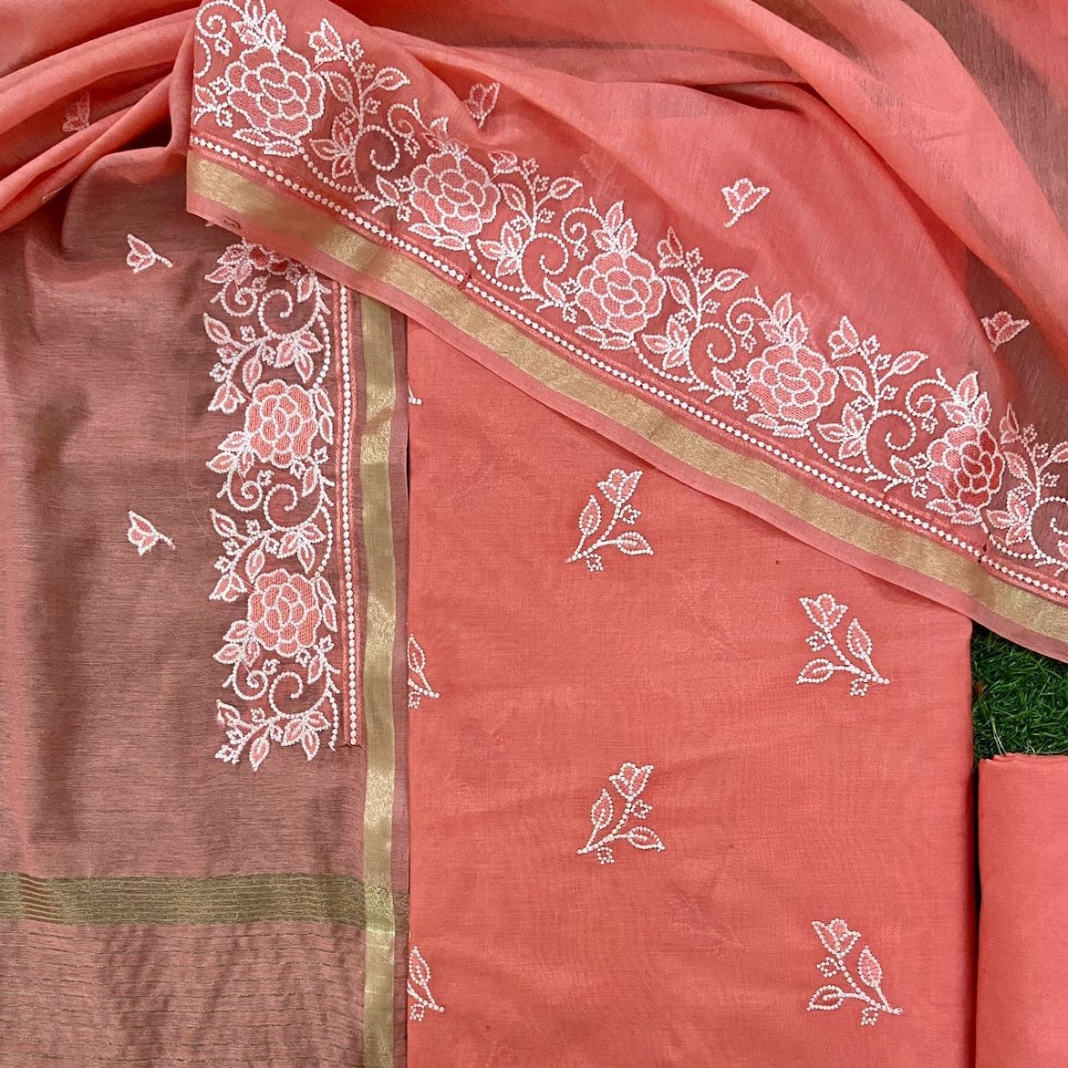 Banarasi Pure Mercerised Silk Handloom Dyeable Suits - Yellow, Light Green, Peach, Purple