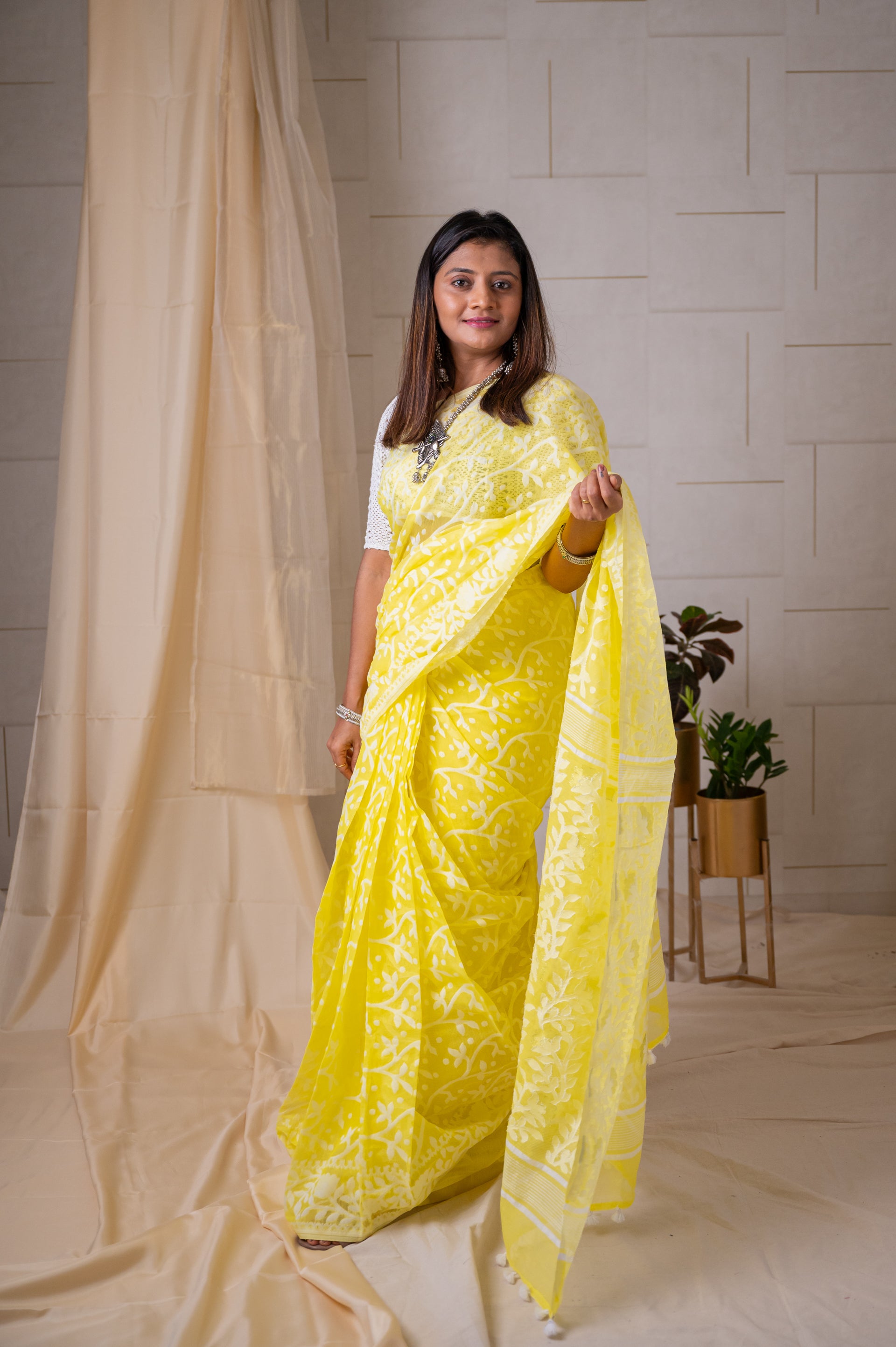 Handloom Woven Jamdani - Yellow