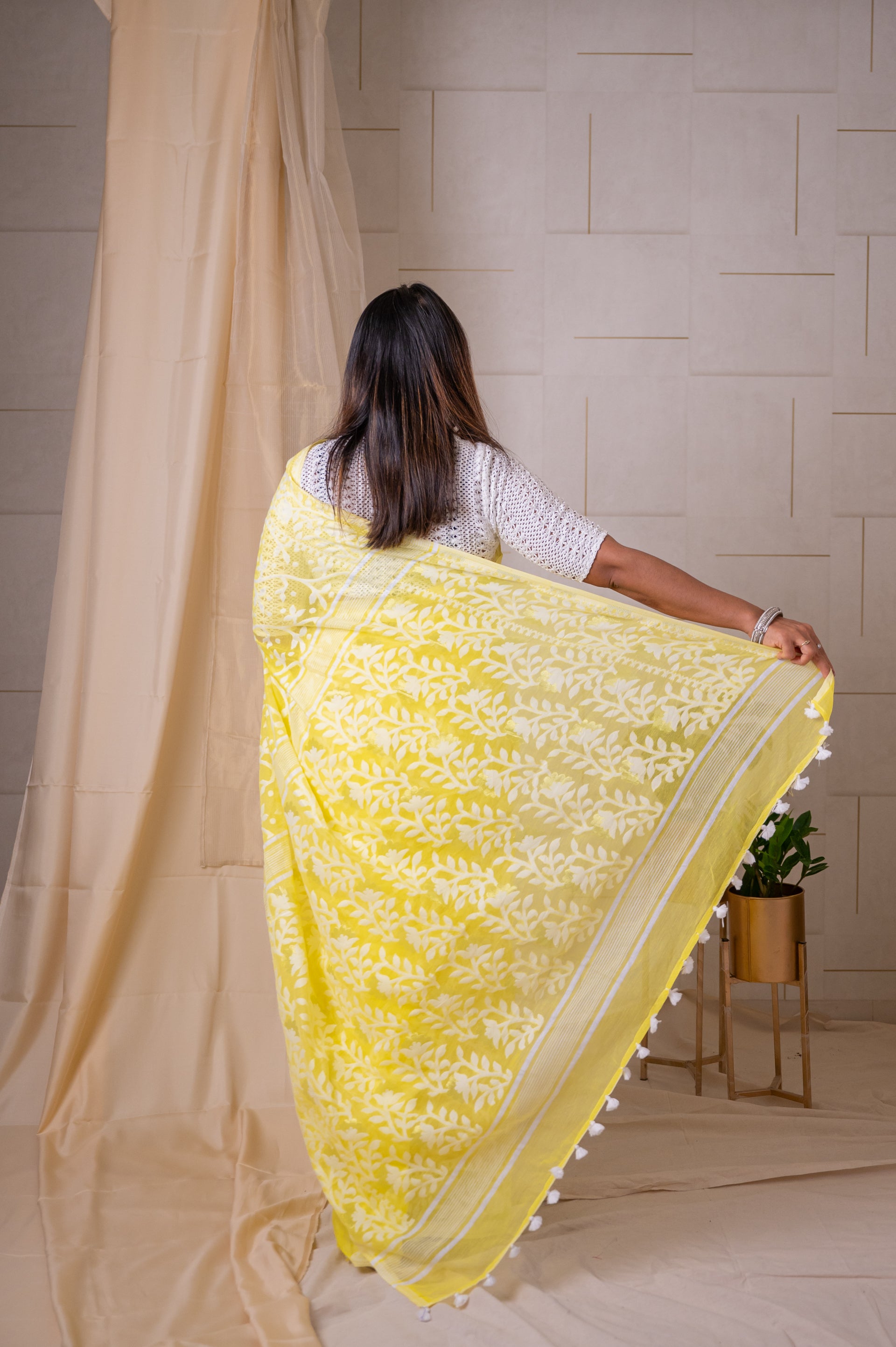 Handloom Woven Jamdani - Yellow