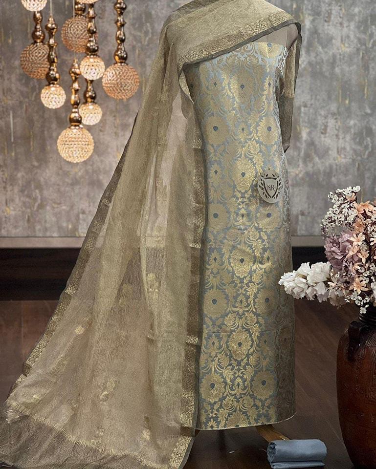 Banarasi Unstitched Salwar kameez with Dupatta