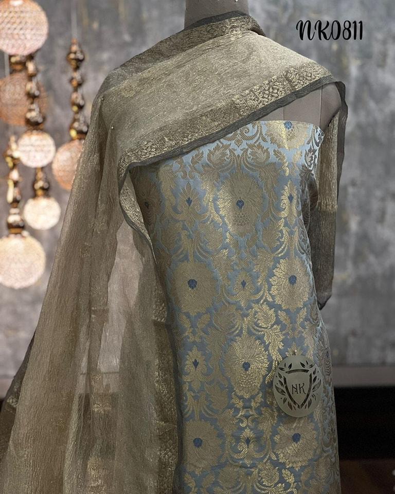 Banarasi Unstitched Salwar kameez with Dupatta