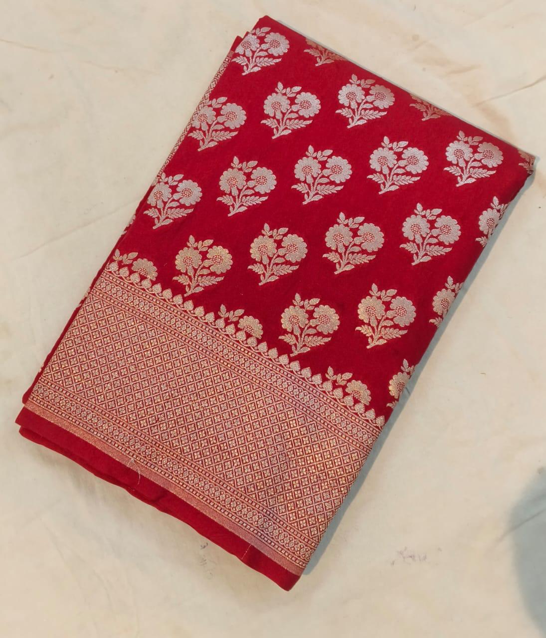 Banarasi Pure Mashroo Silk Saree - Blue, Green , Maroon