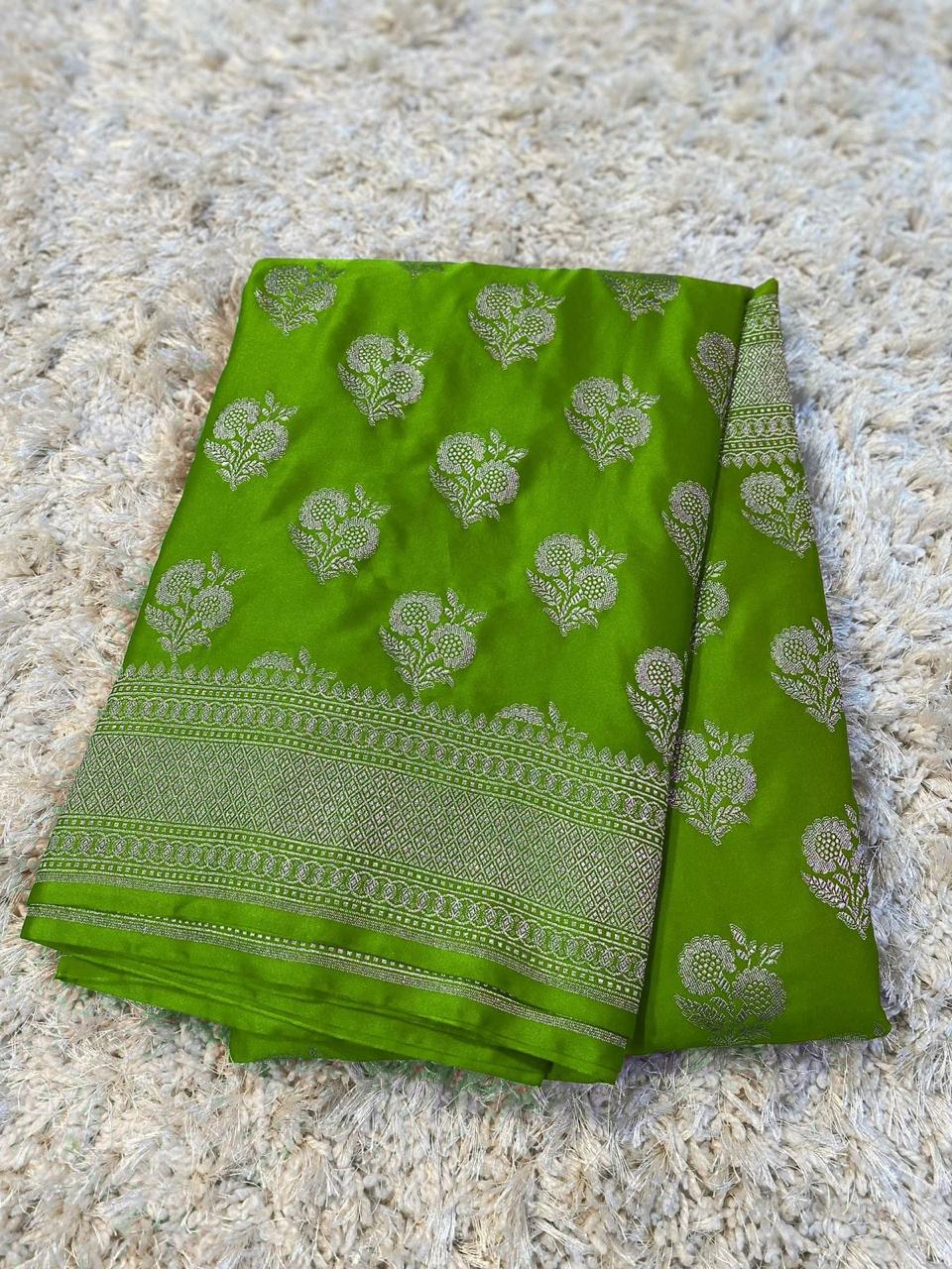 Banarasi Pure Mashroo Silk Saree - Blue, Green , Maroon