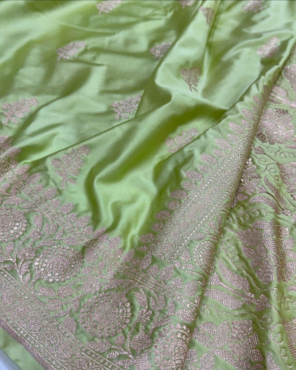 Banarasi Pure Mashroo Silk Saree - Red, Yellow, Onion Pink , Green and more