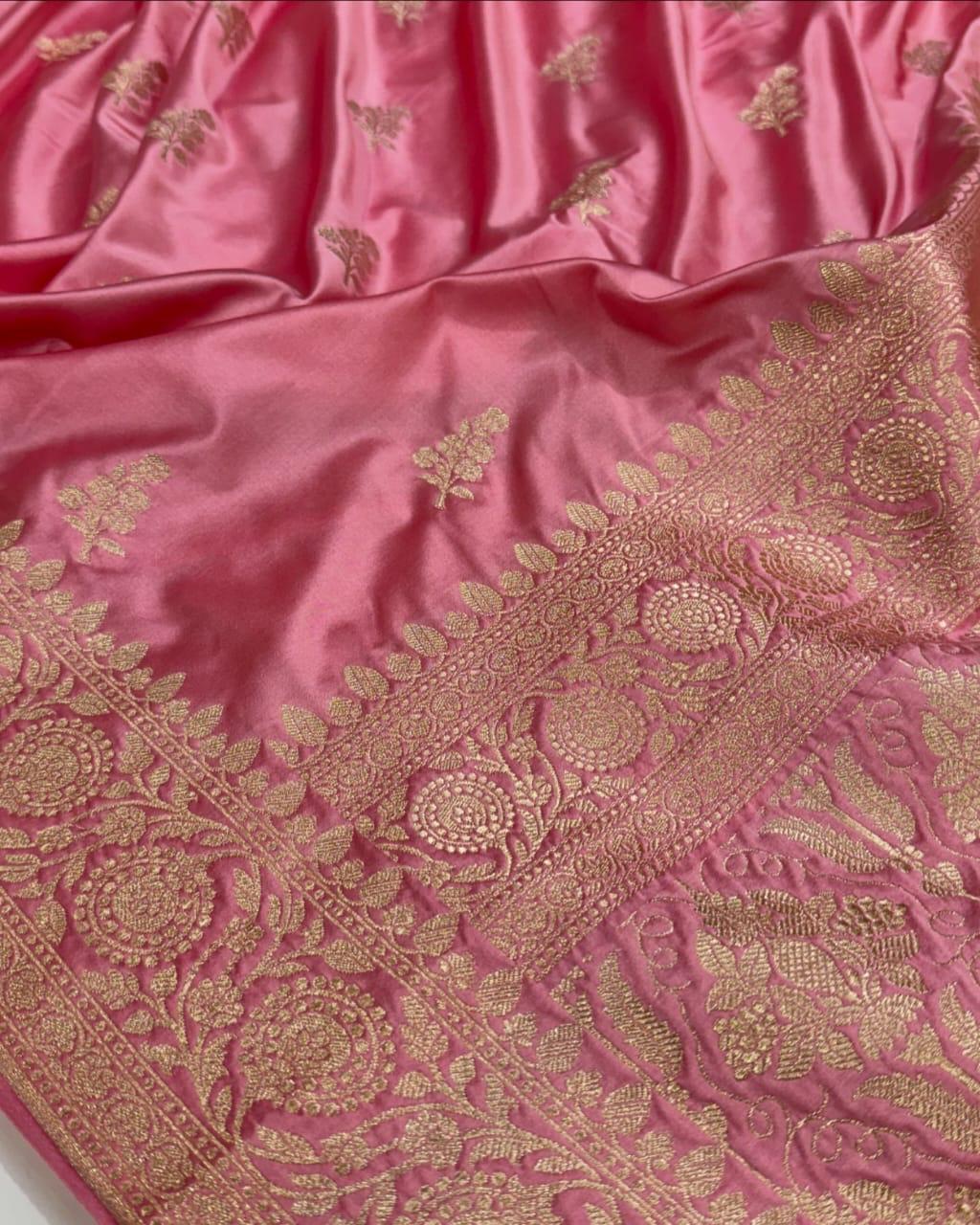 Banarasi Pure Mashroo Silk Saree - Red, Yellow, Onion Pink , Green and more