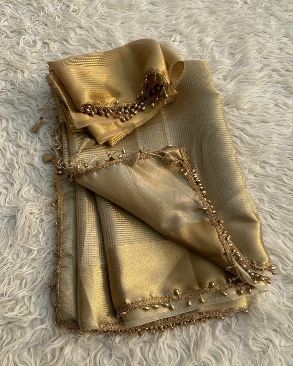 Banarasi Tissue Silk Saree With  Lace
