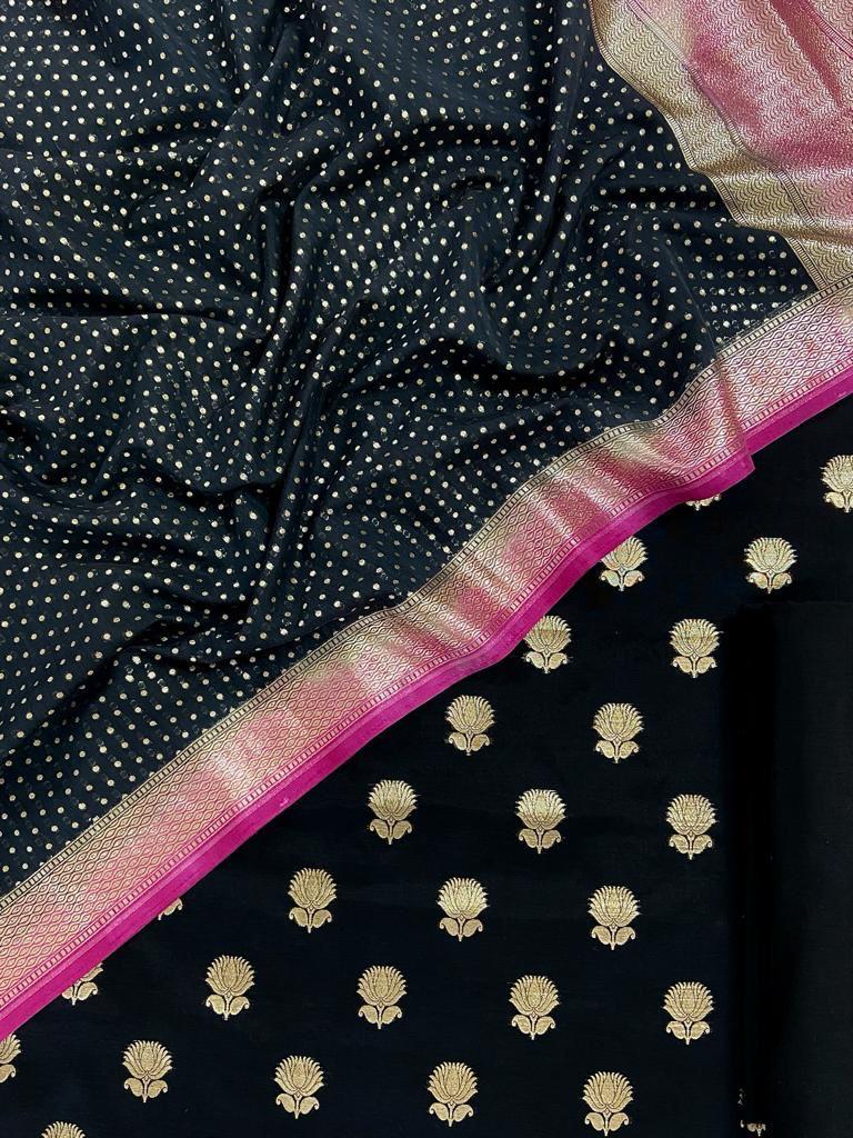 Banarasi unstitched Suit Material - Pure Mercerised Lorex Weaving