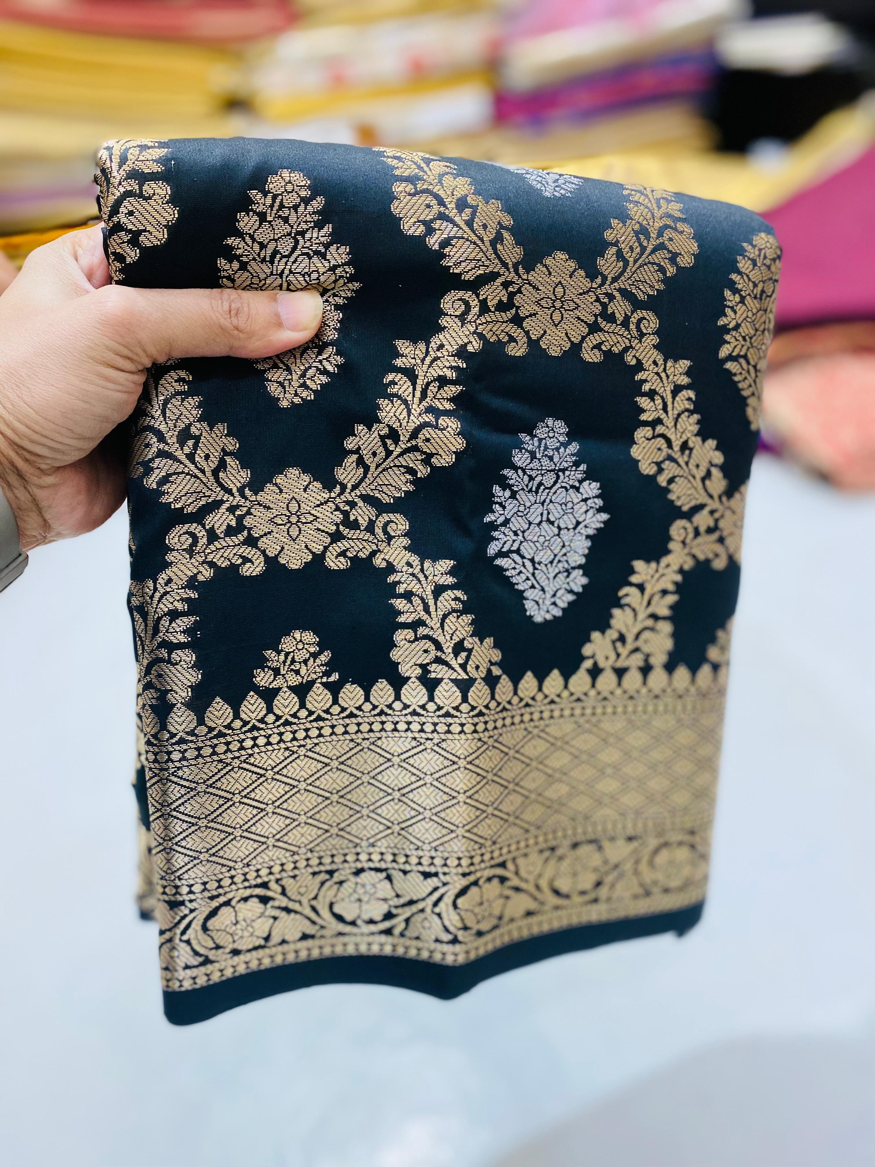 Banarasi Katan Silk sarees Black Red Maroon Blue