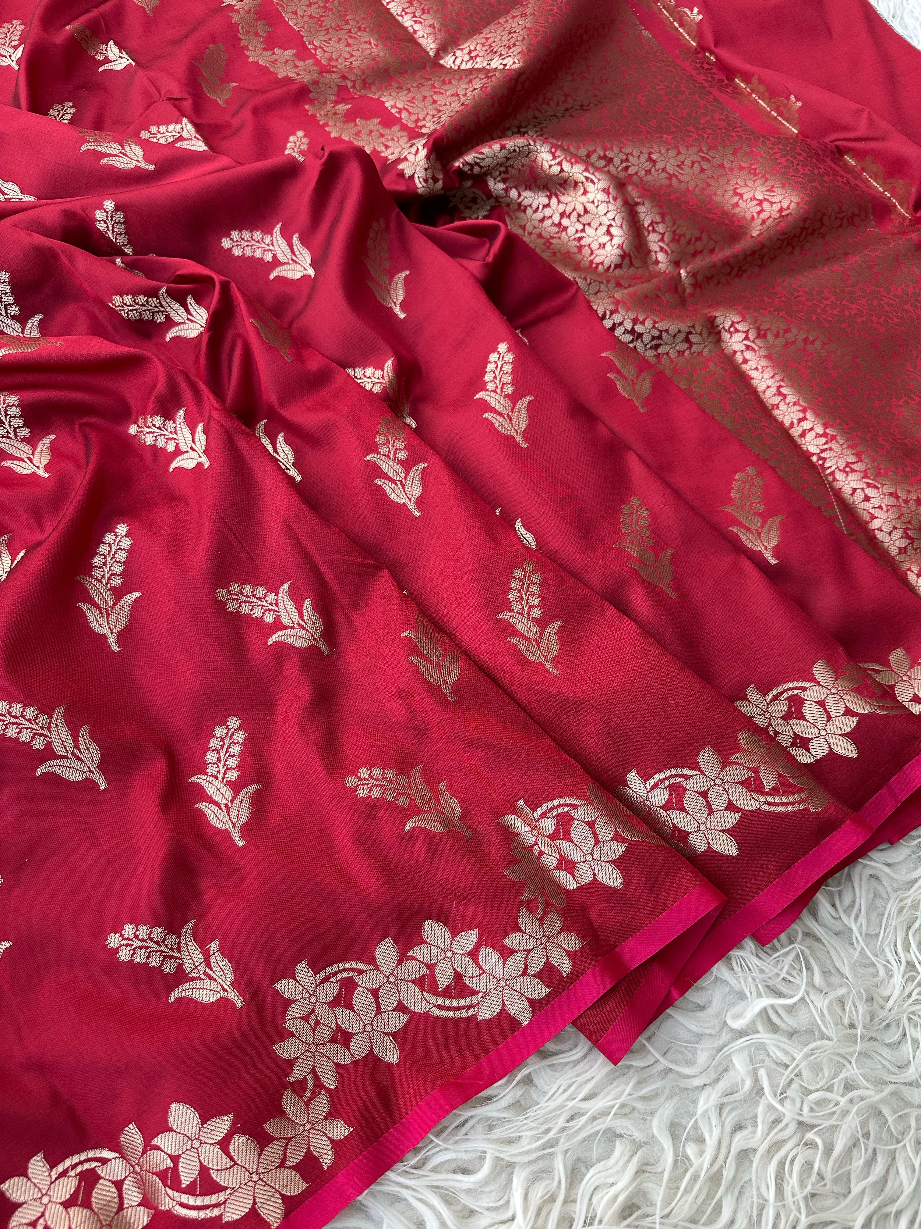 Banarasi Katan Silk Saree -Red, Pink, blue , Maroon and More