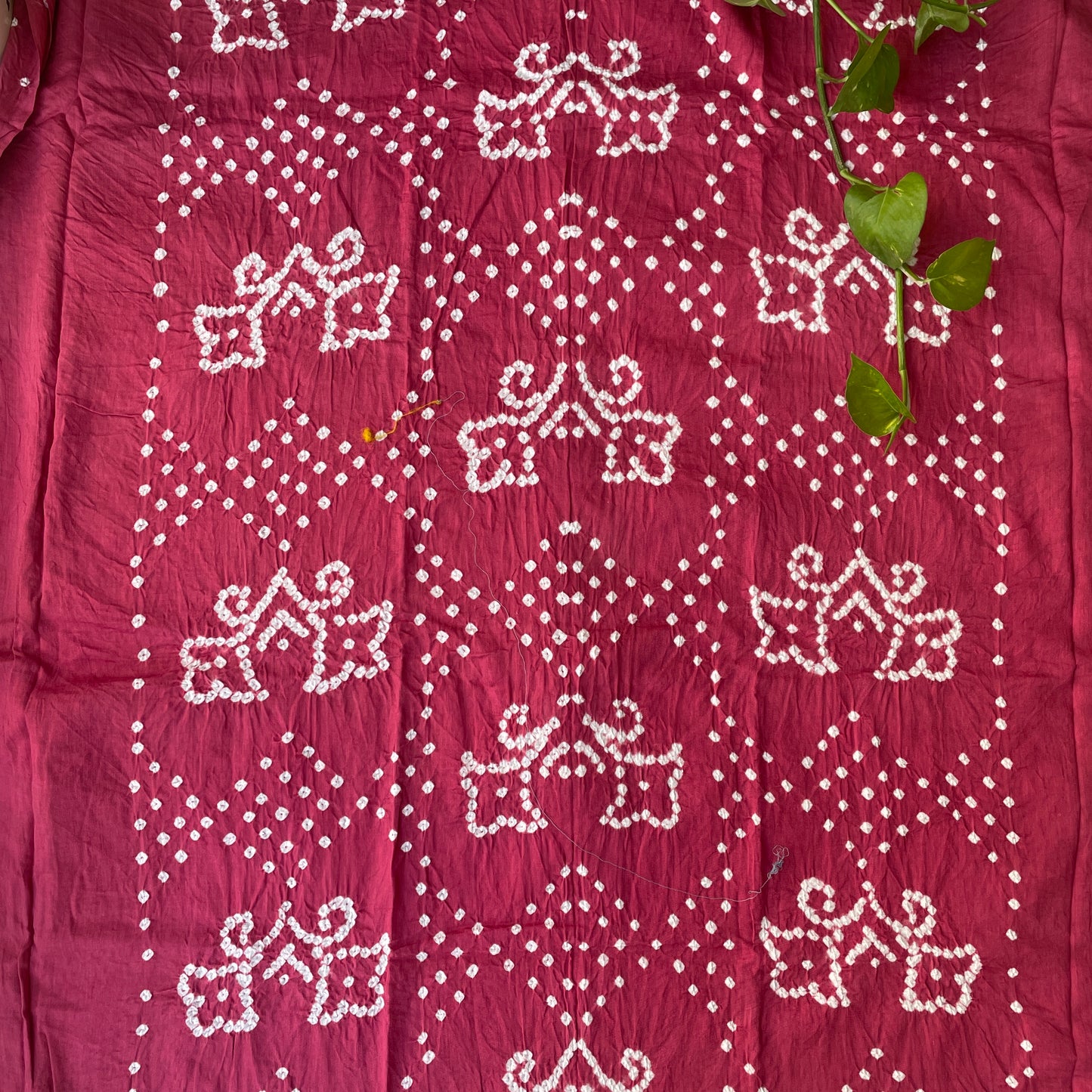 Hand Tied Bandhani Unstitched Salwar Suit Fabric - Pink and Purple