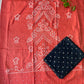 Hand Tied Pure Soft Cotton Bandhani Unstitched Salwar Suit Fabric - Pink and Navy Blue
