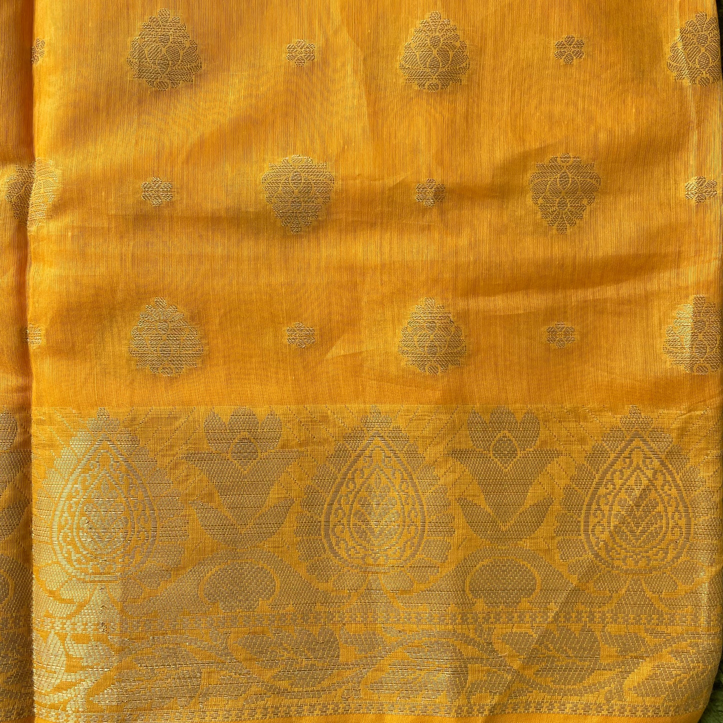 Banarasi Cotton Silk Woven Dupatta With Zari Mango Yellow