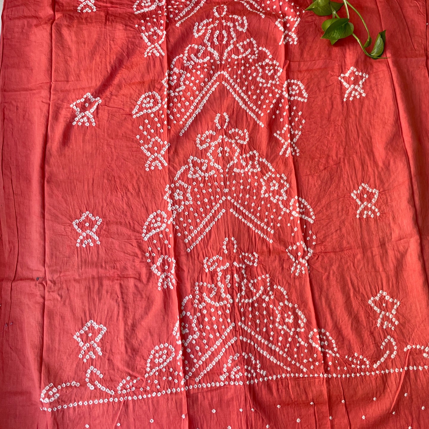 Hand Tied Pure Soft Cotton Bandhani Unstitched Salwar Suit Fabric - Pink and Navy Blue