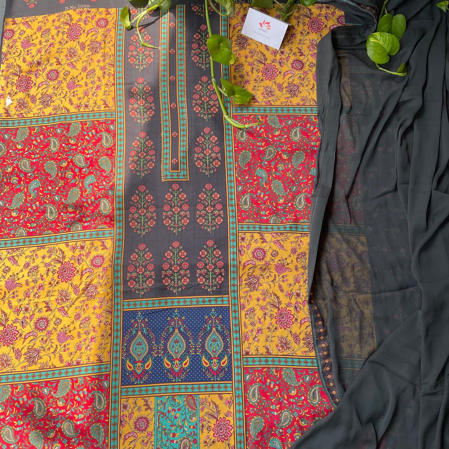 Pure Soft Cotton Unstitched Sindh Style Punjabi Suit Material - Green and Black (Various colours available)