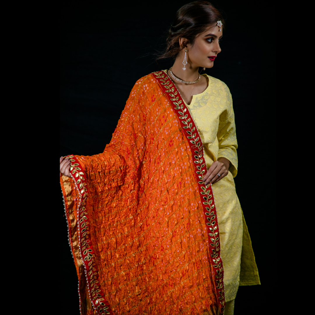 Art silk Gharchola Check Bandhani Dupatta - Various Colours