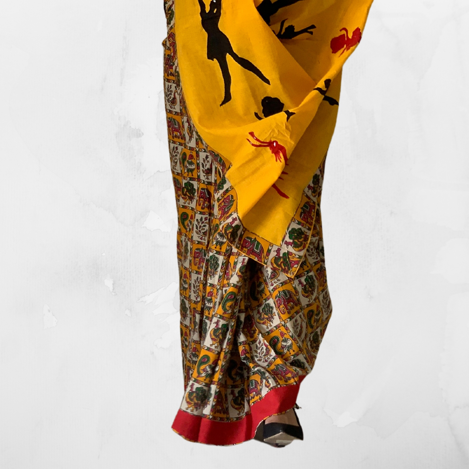 Handloom Couple Set - Saree & Kurta - Kalamkari Dancing Dolls