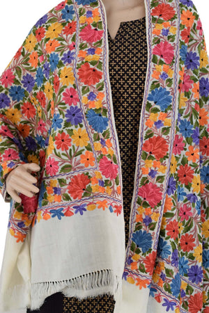 Ari Embroidered Jama Wool Stole (AE02) - Phulari