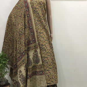 Cotton hand block Kalamkari kurta fabric and dupatta -
